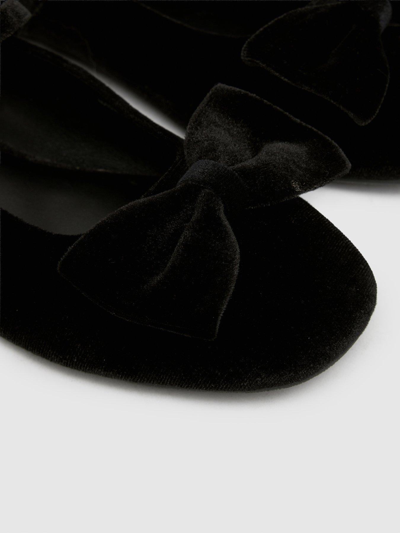 Image 3 of 4 of Schuh Youth Laffy Velvet Bow Ballerina - Black