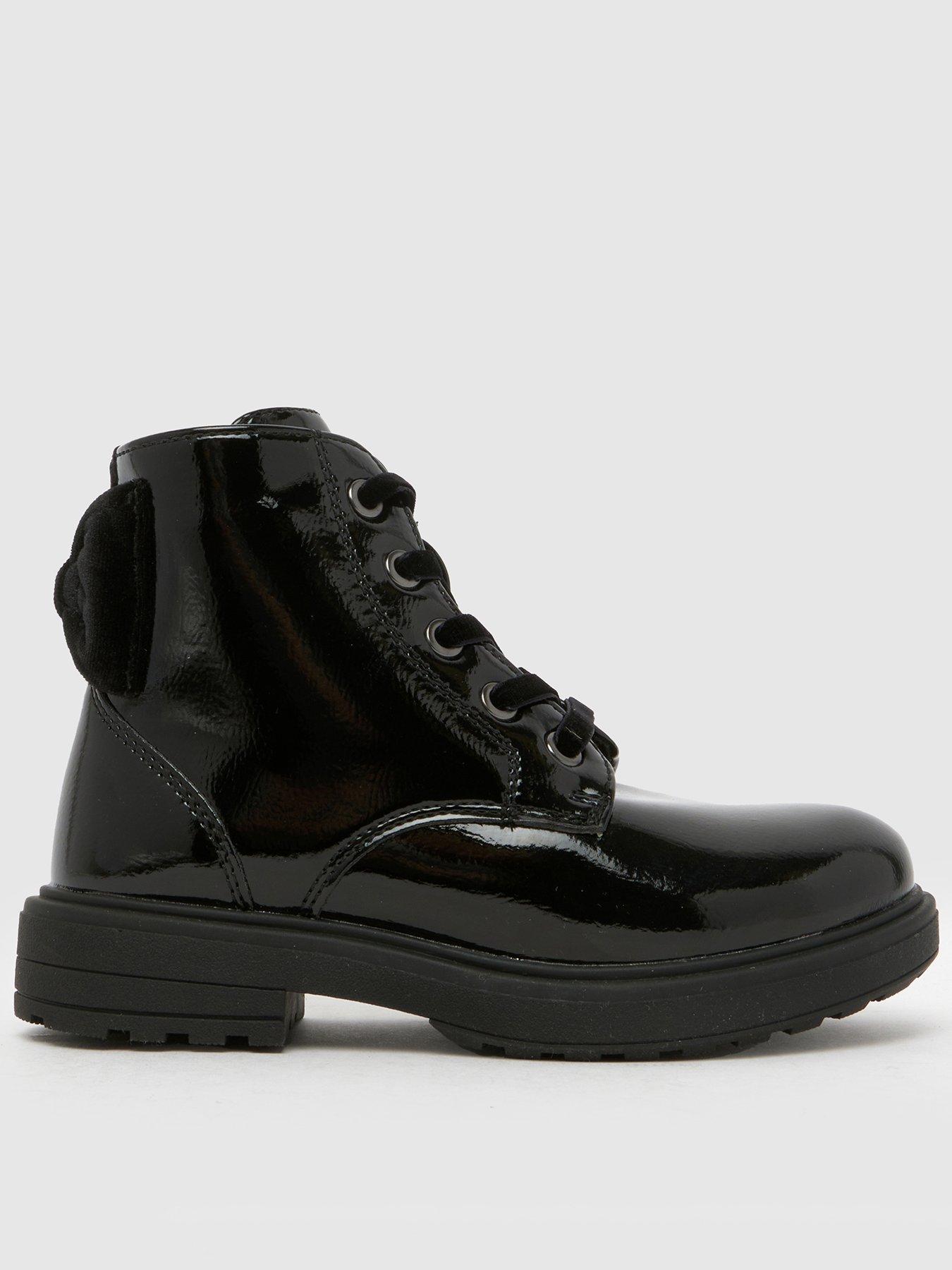 undefined Junior Clara Patent Lace Up Boot - Black