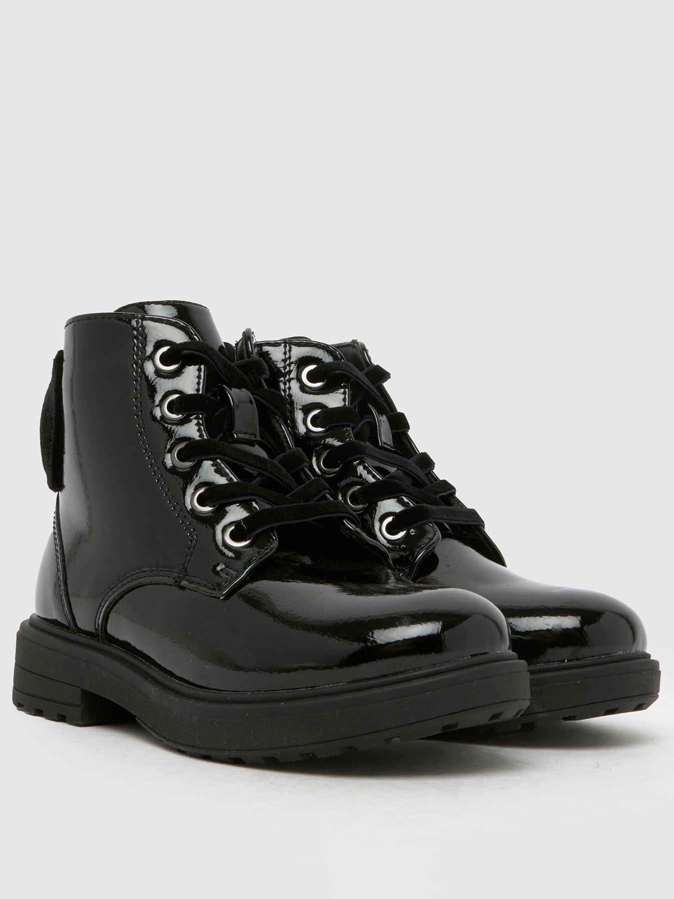 Image 2 of 4 of Schuh Junior Clara Patent Lace Up Boot - Black