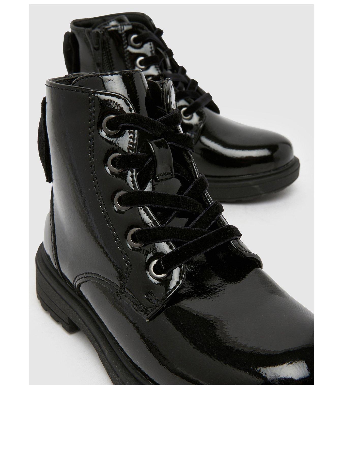 Image 3 of 4 of Schuh Junior Clara Patent Lace Up Boot - Black