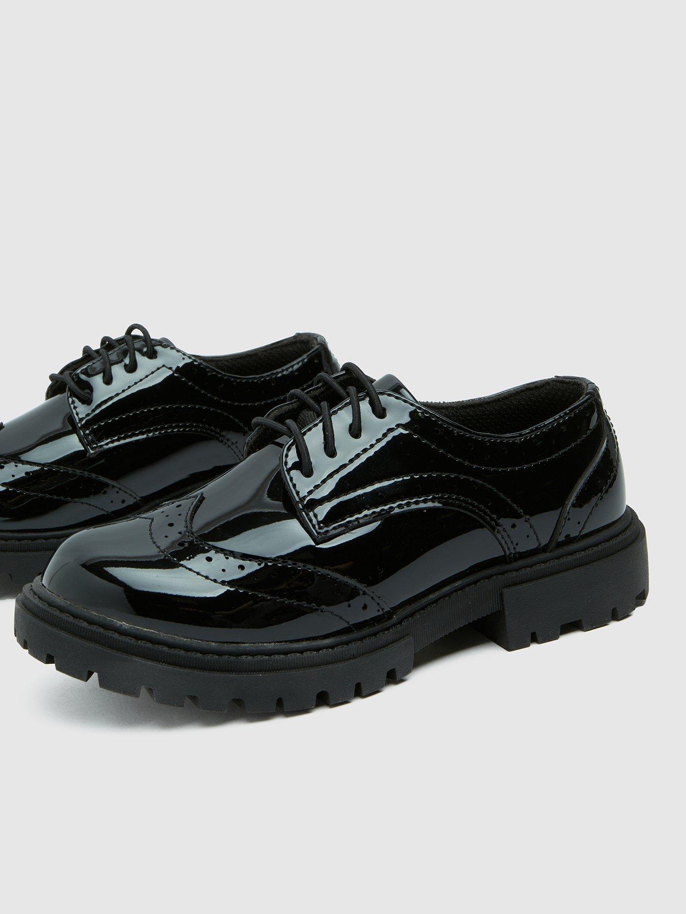 Image 3 of 4 of Schuh Junior Lorelai Patent Brogue Lace Up Shoes - Black