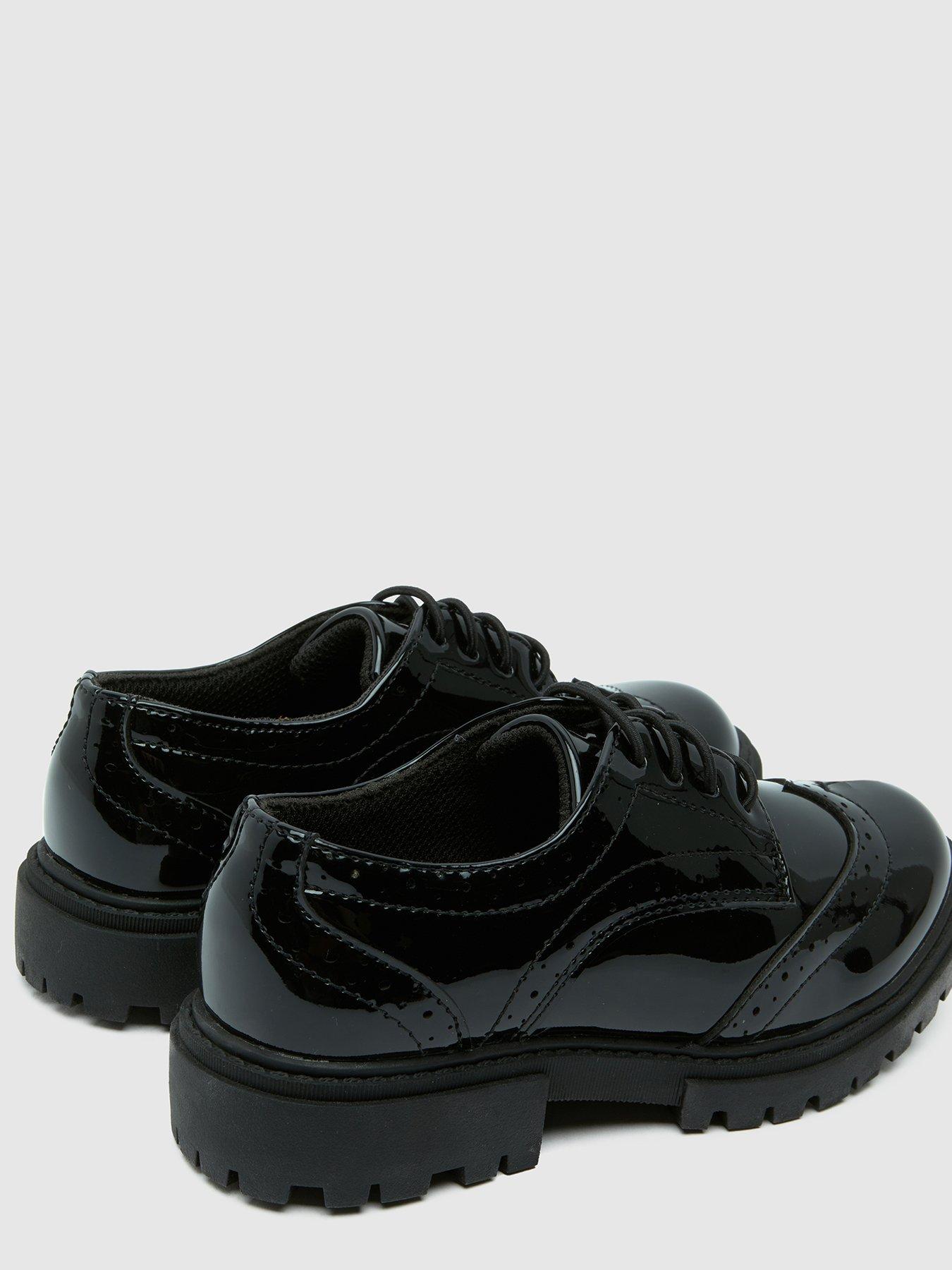 Image 4 of 4 of Schuh Junior Lorelai Patent Brogue Lace Up Shoes - Black