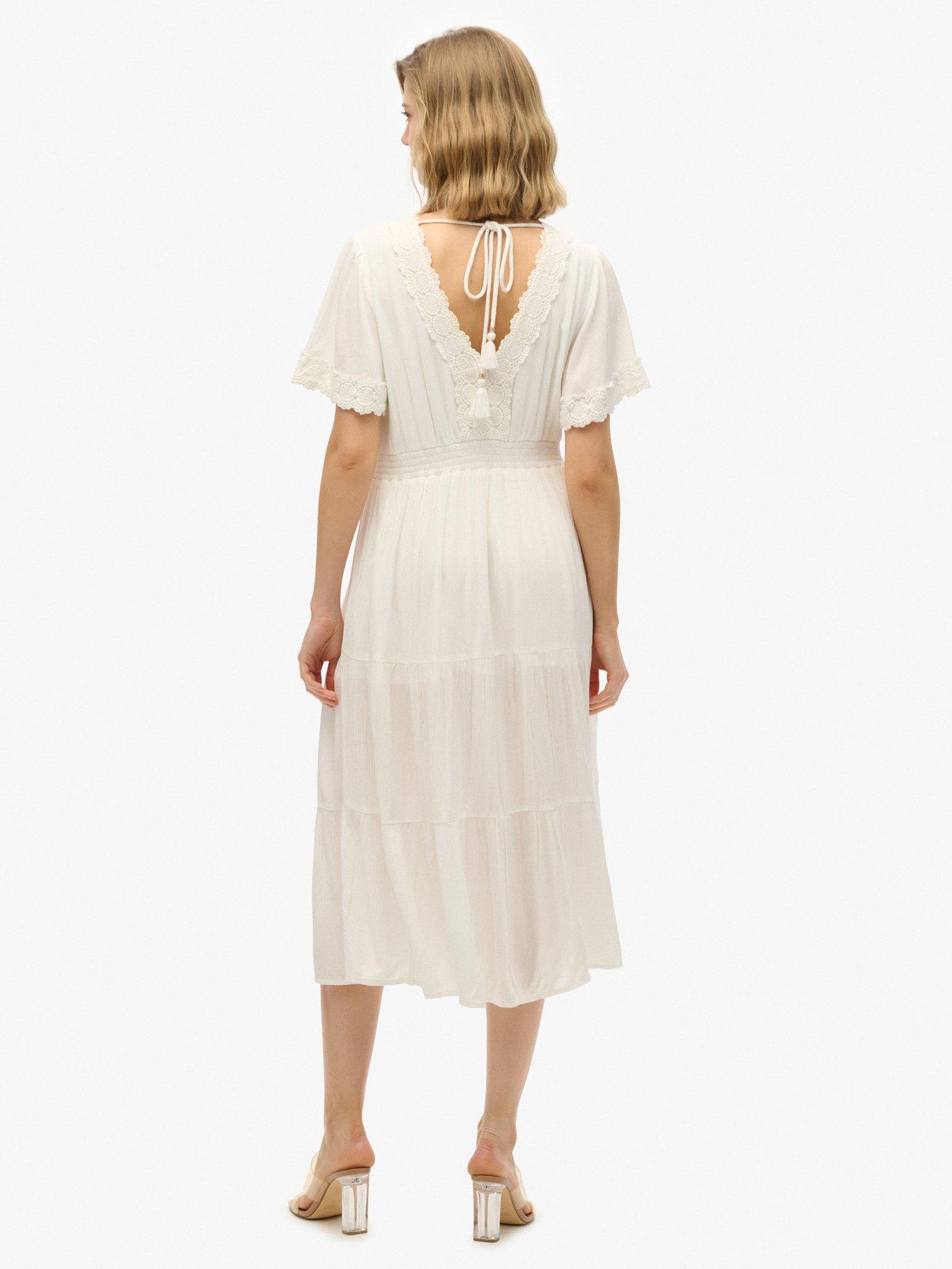 Image 2 of 6 of Superdry Ibiza Short Sleeve Midi Tea Dress - Cream