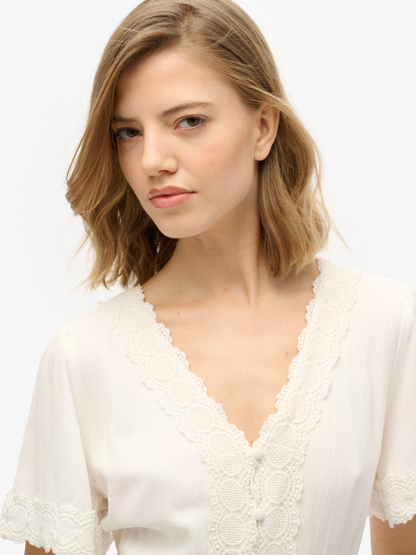 Image 5 of 6 of Superdry Ibiza Short Sleeve Midi Tea Dress - Cream