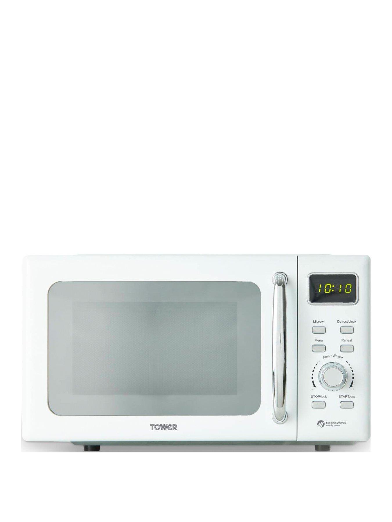 undefined T24041WHT Digital 800W Microwave - White & Chrome