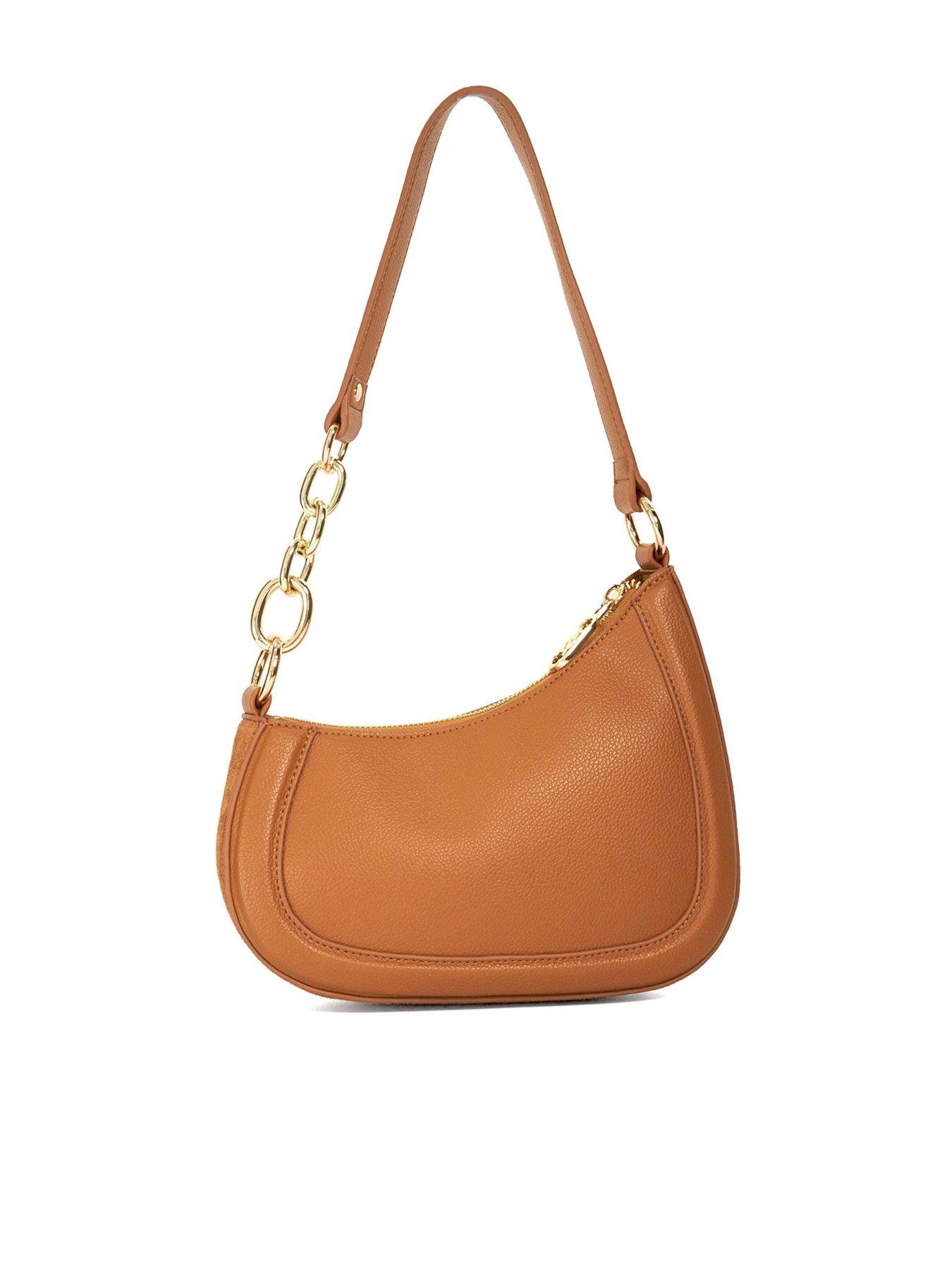Image 3 of 5 of Dune London Direction Suede Asymmetric Chain Detail Shoulder Bag - Tan