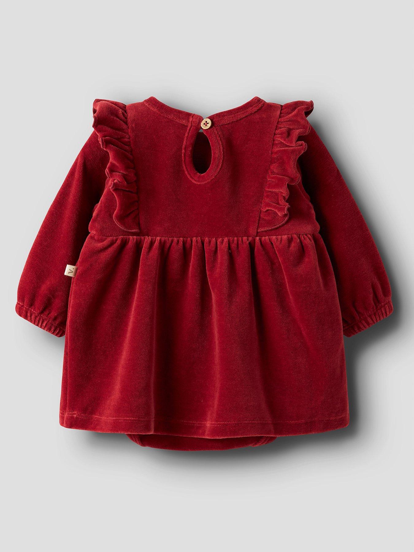 back image of lil-atelier-baby-girls-velour-body-dress-red
