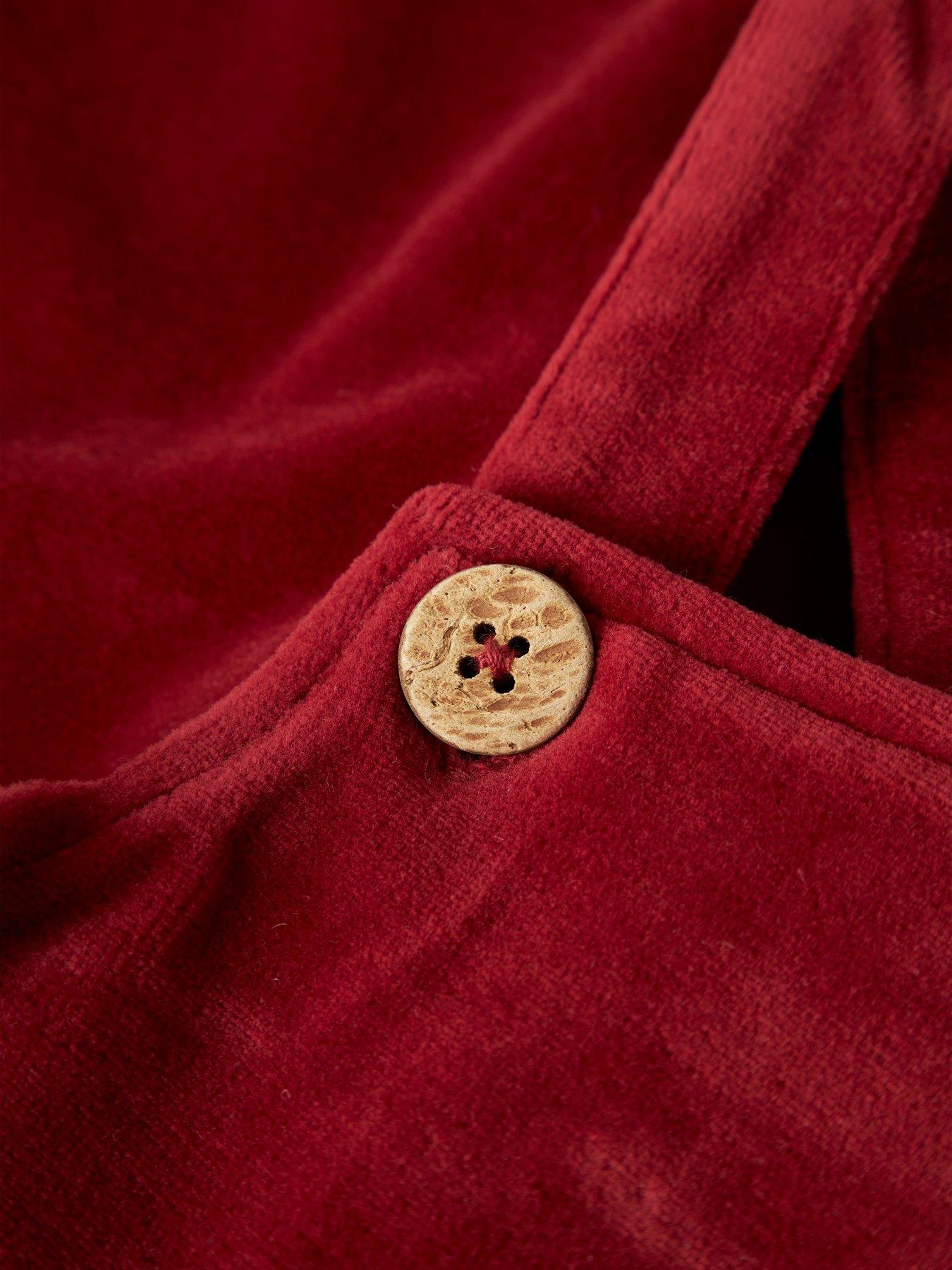  image of lil-atelier-baby-girls-velour-dungarees-red
