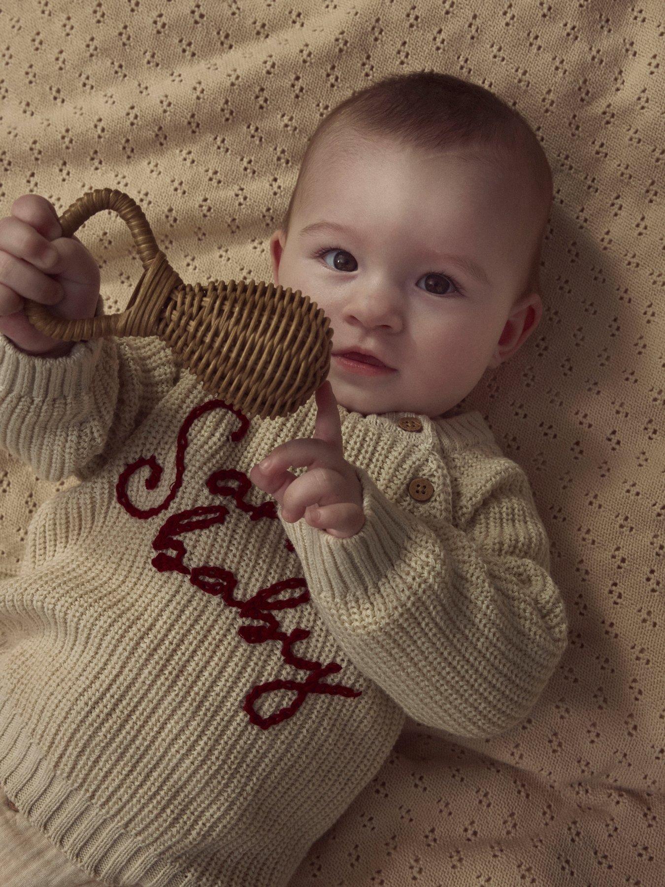 stillFront image of lil-atelier-baby-unisex-santa-baby-christmas-jumper-cream