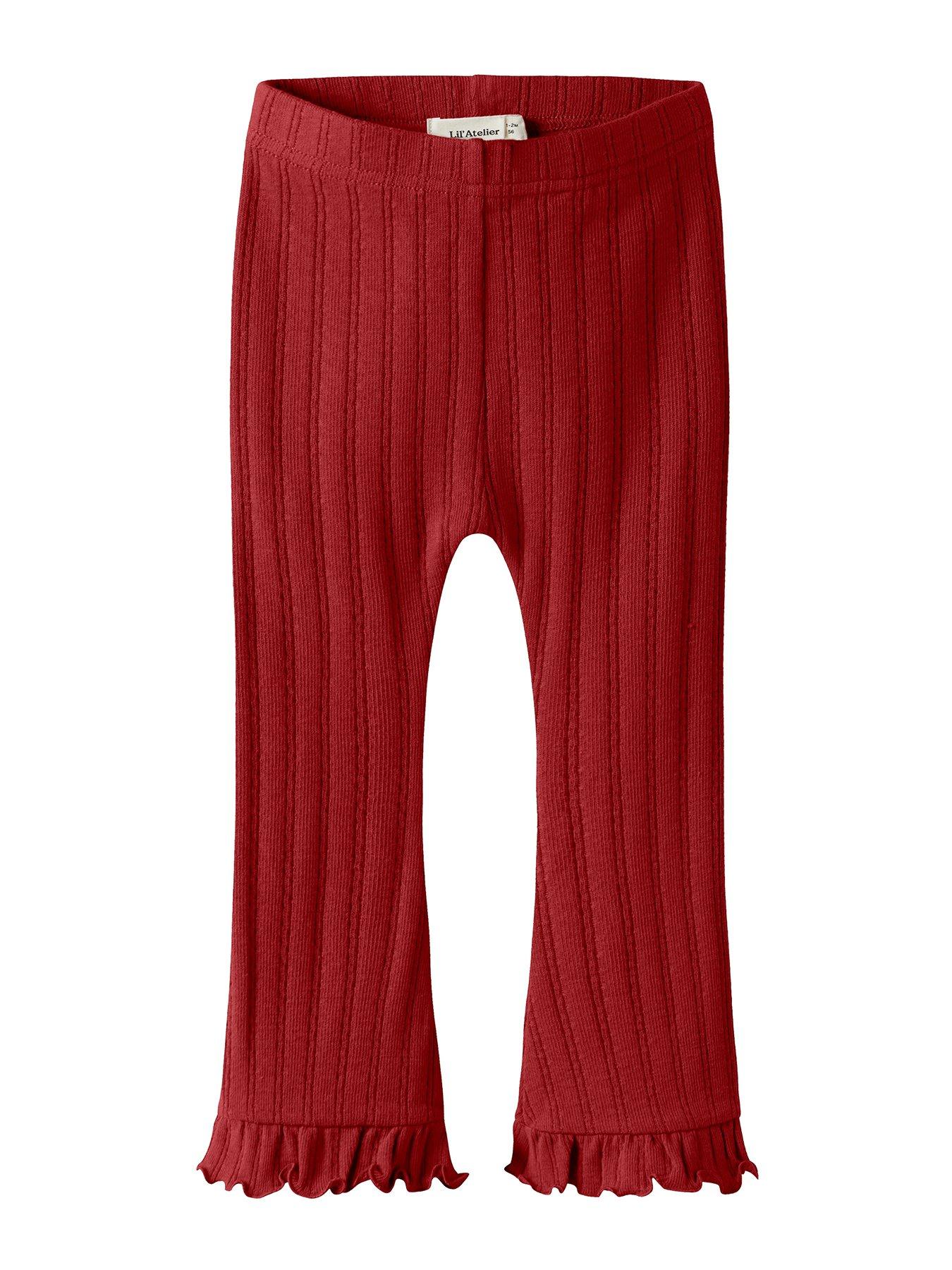 front image of lil-atelier-mini-girls-leggings-red