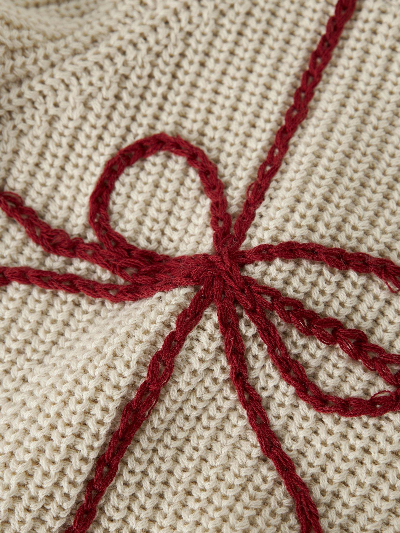  image of lil-atelier-mini-girls-bow-christmas-jumper-cream