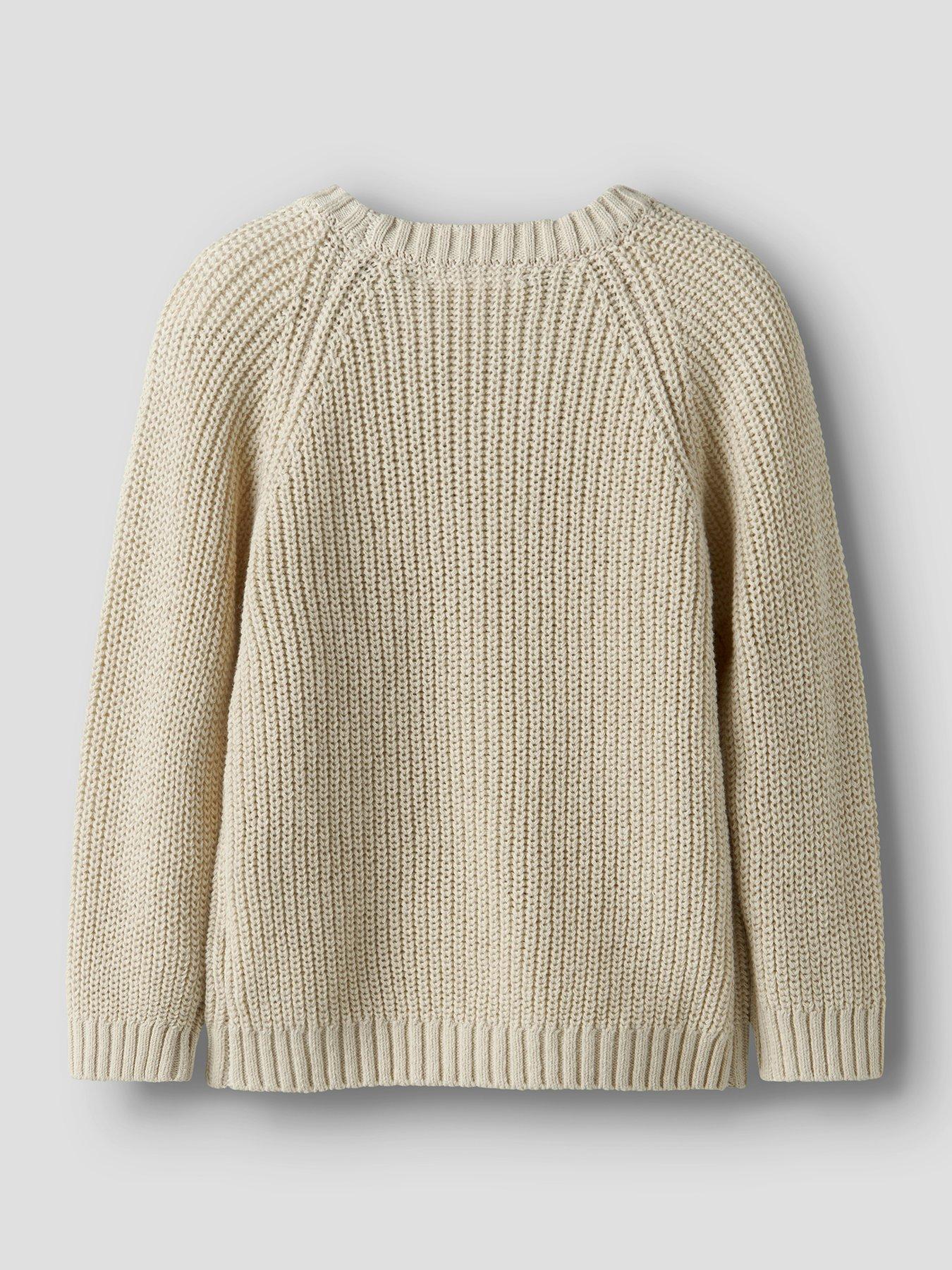  image of lil-atelier-mini-girls-bow-christmas-jumper-cream