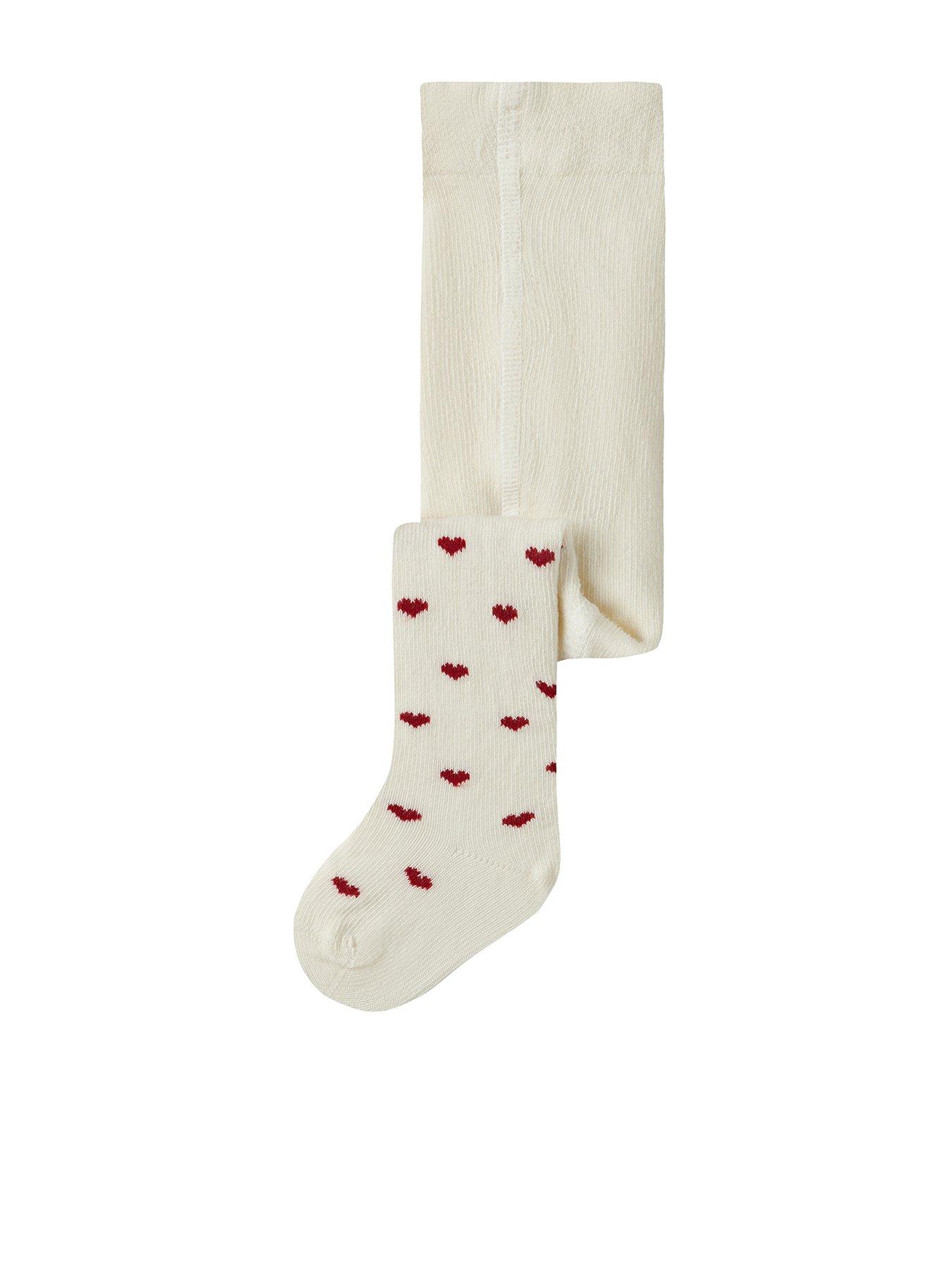 Lil Atelier Baby Girls Heart Tights - Cream