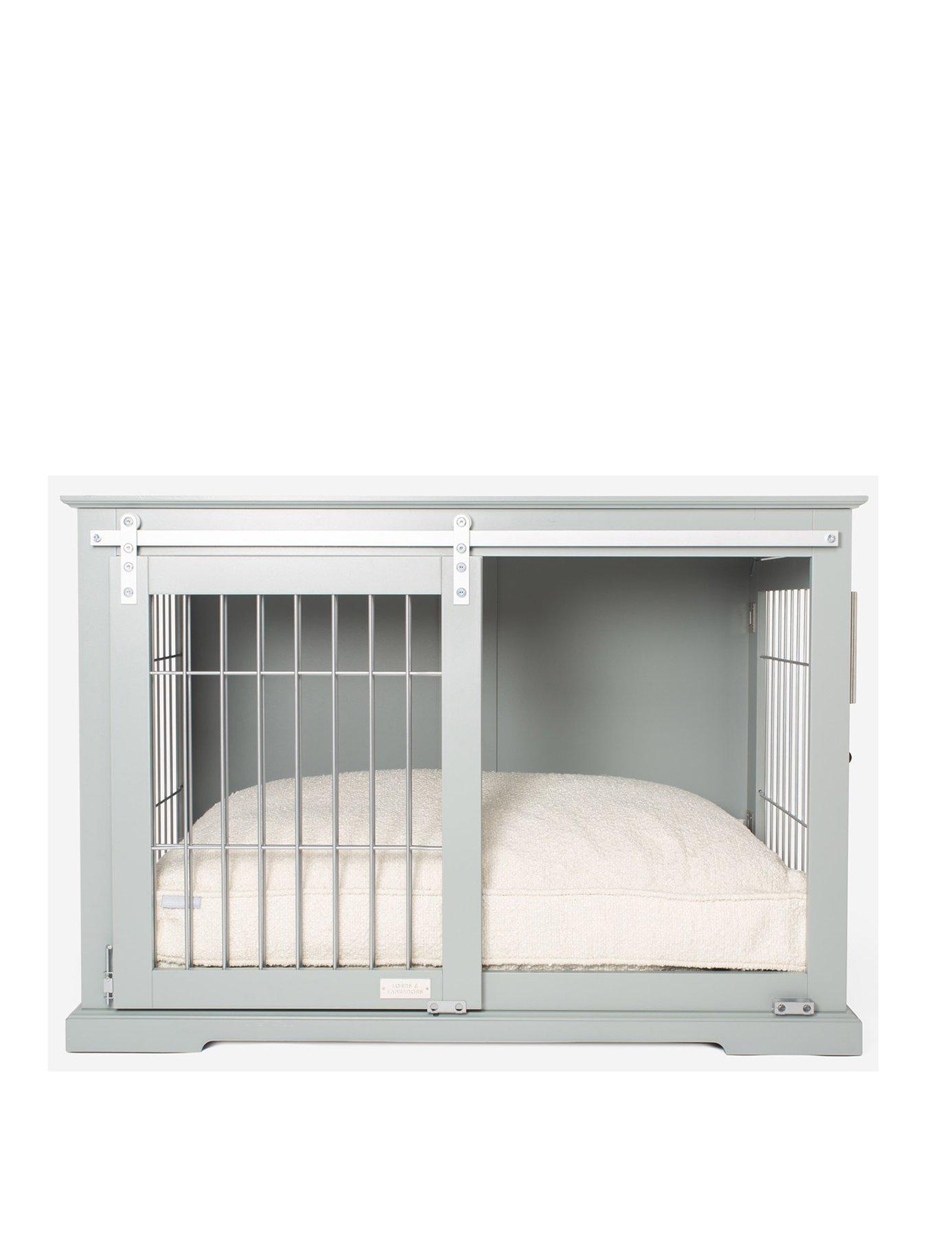 image of lords-and-labradors-wooden-sliding-door-dog-crate-grey