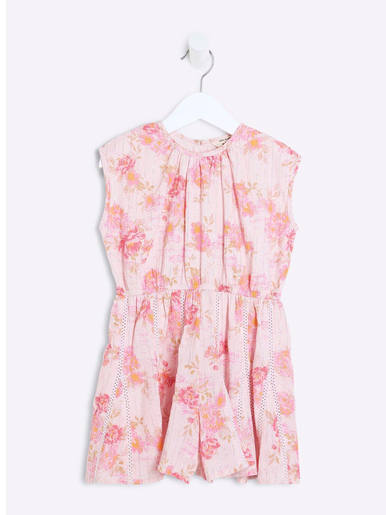 River Island Mini Girls Floral Playsuit - Pink
