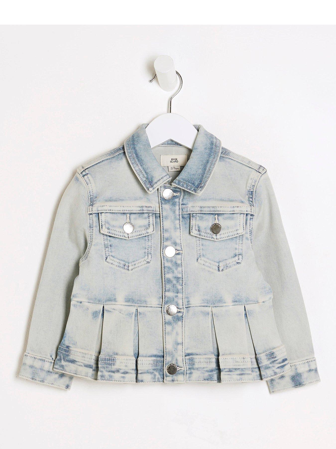 River Island Mini Girls Peplum Denim Jacket - Blue