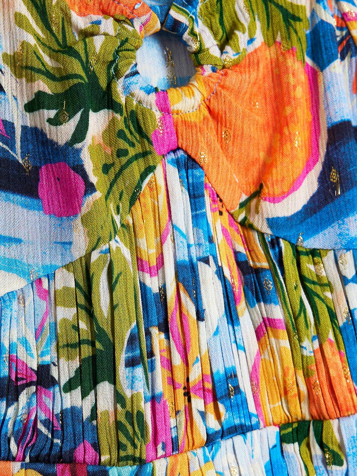 Image 5 of 5 of River Island Older Girls Fruit Print Rara Skirt Set - Blue