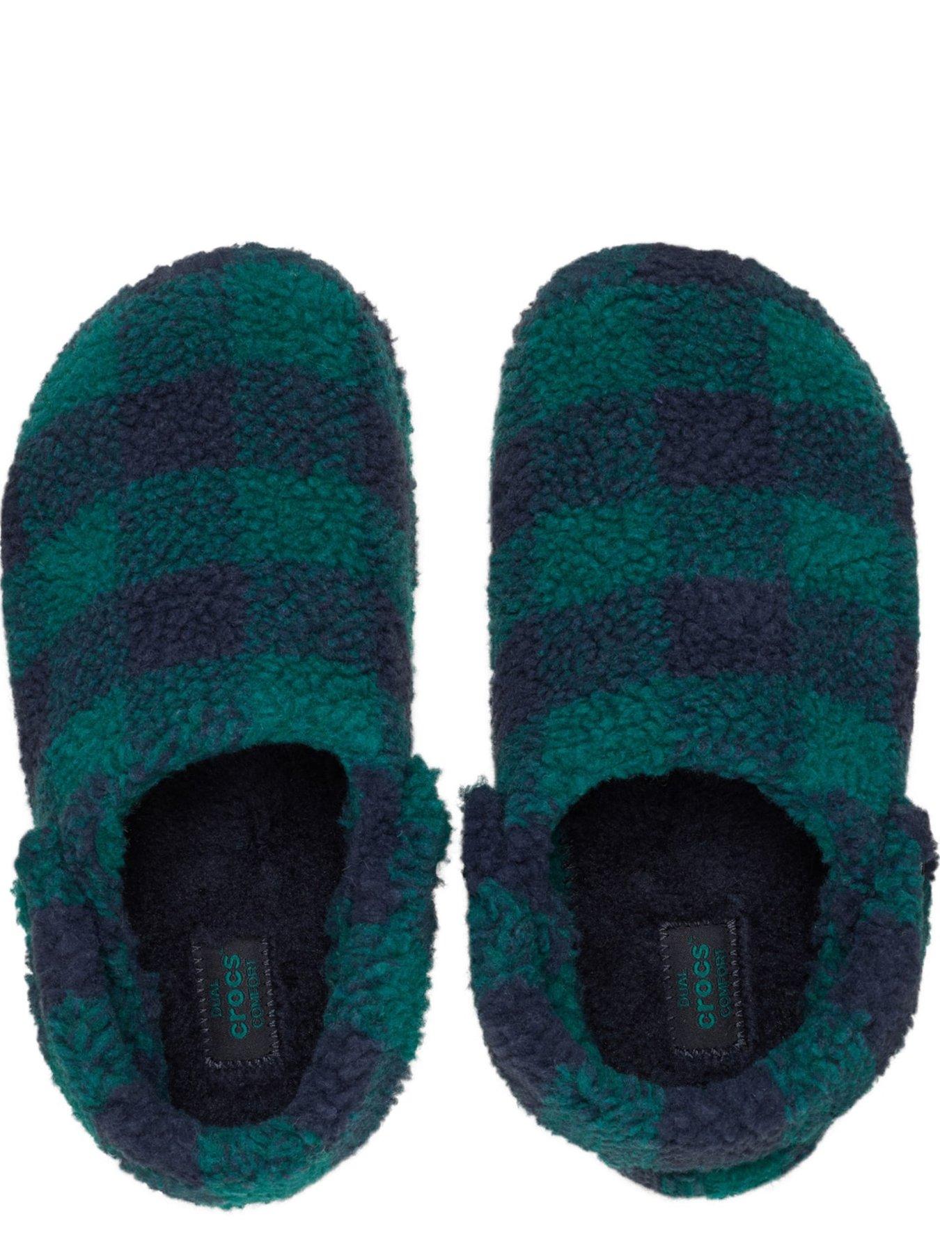  image of crocs-mens-classic-buff-check-cozzy-slipper--blue