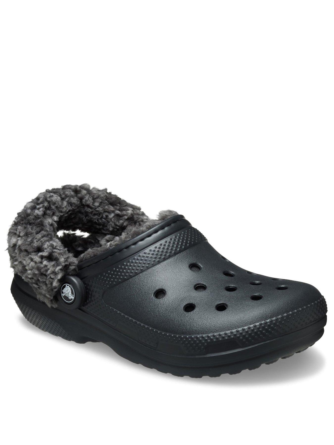  image of crocs-mens-classic-fleece-lined-clog-slipper--black