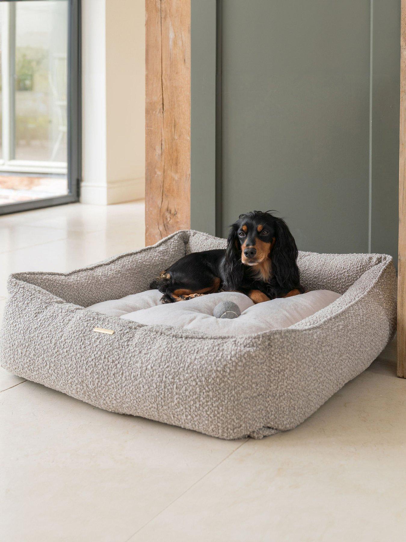 Image 1 of 4 of Lords and Labradors Boucle Box Bed For Dogs Mink
