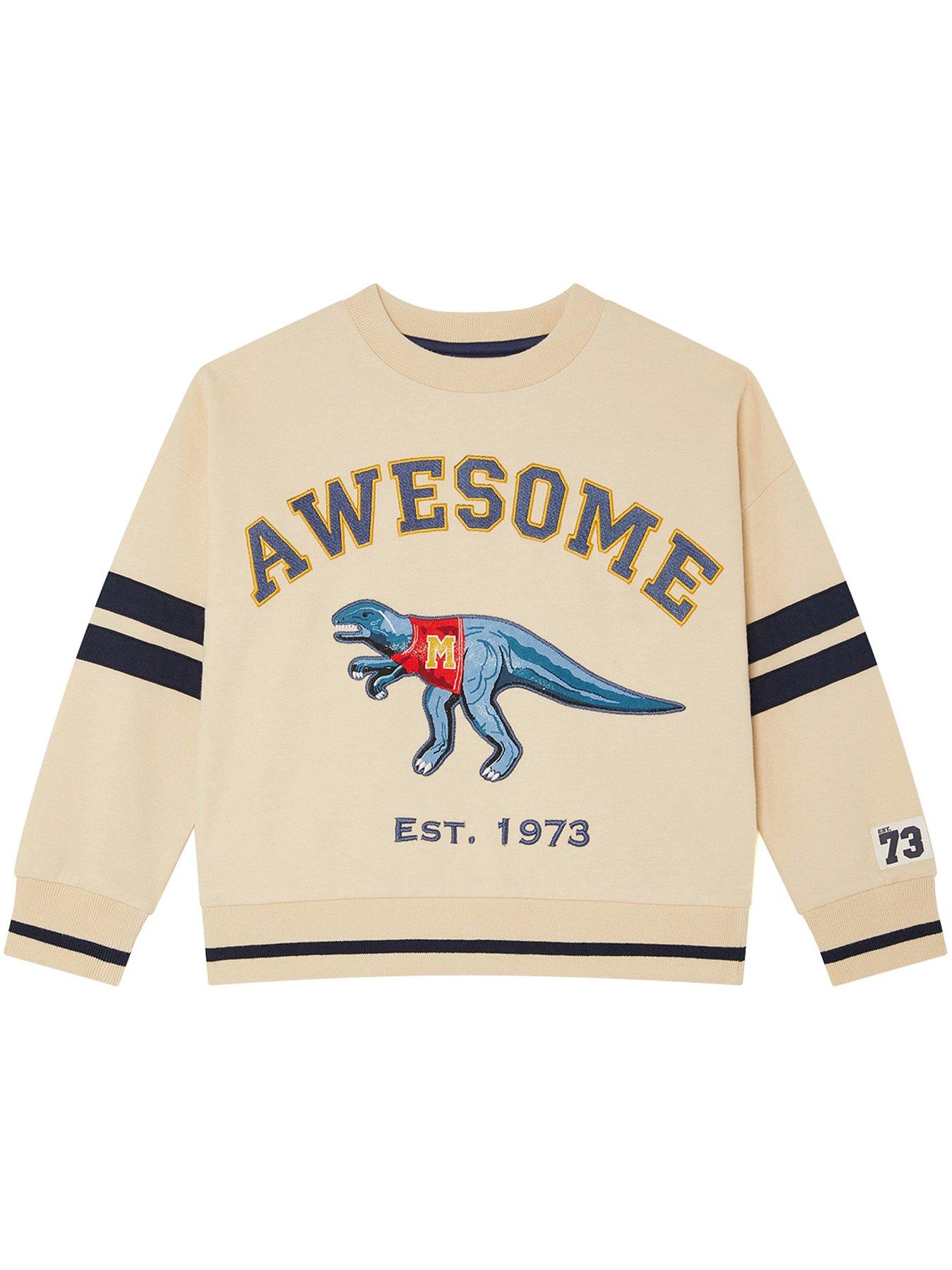 Image 3 of 4 of Monsoon Boys Dinosaur Varsity Sweatshirt - Beige