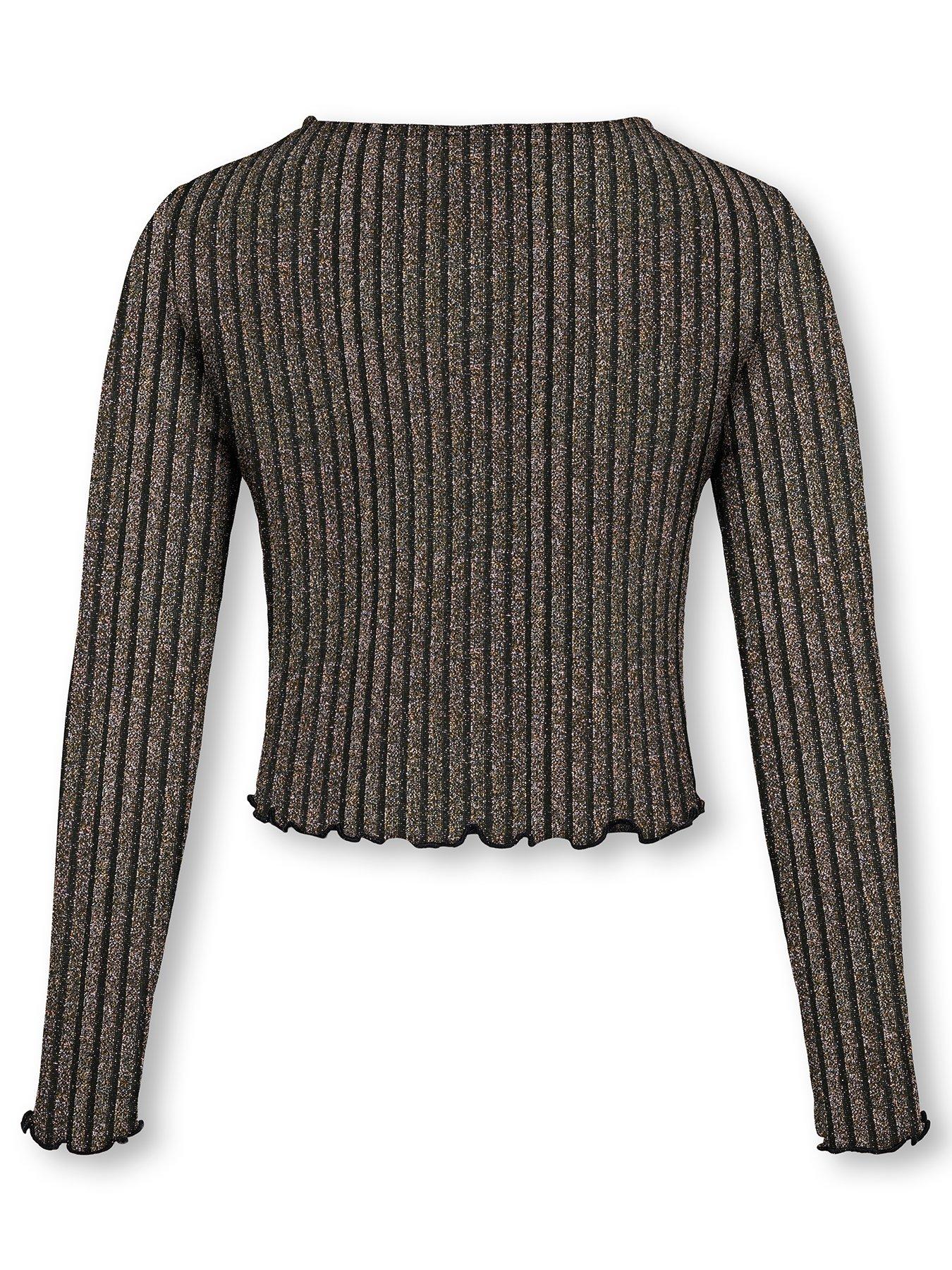 back image of only-kids-girls-glitter-long-sleeve-top-black