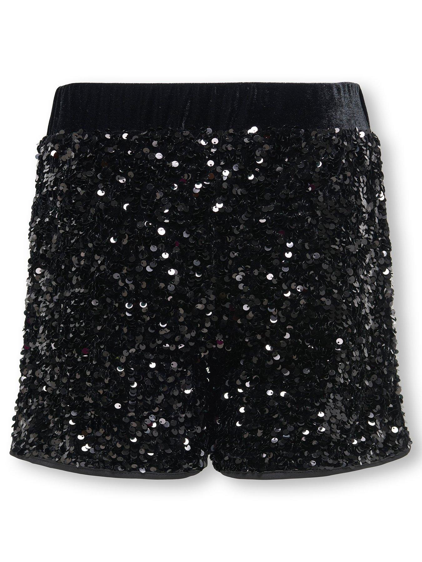 back image of only-kids-girls-sequin-shorts-black
