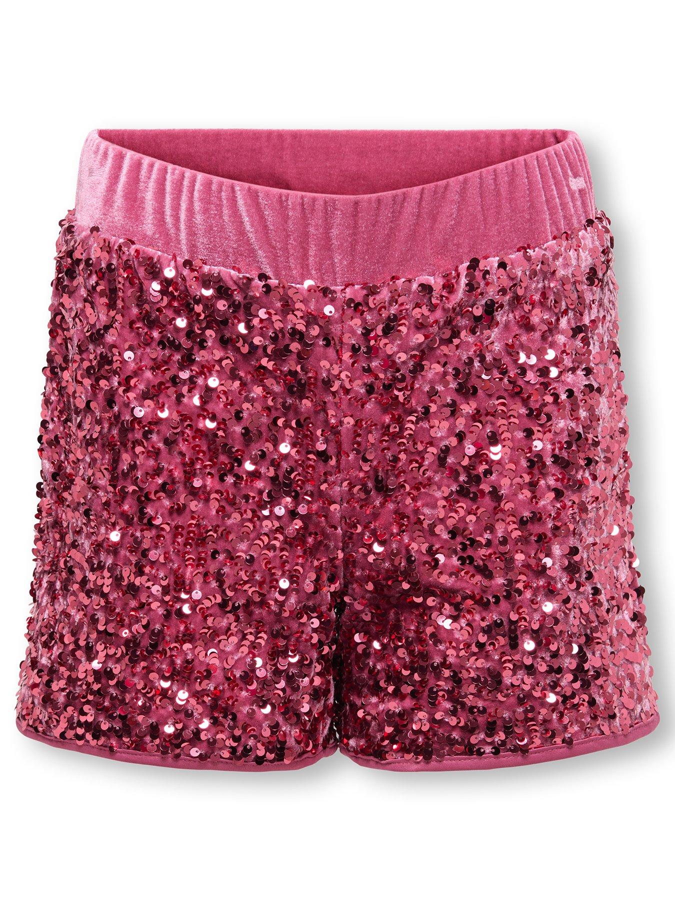  image of only-kids-girls-sequin-shorts-pink