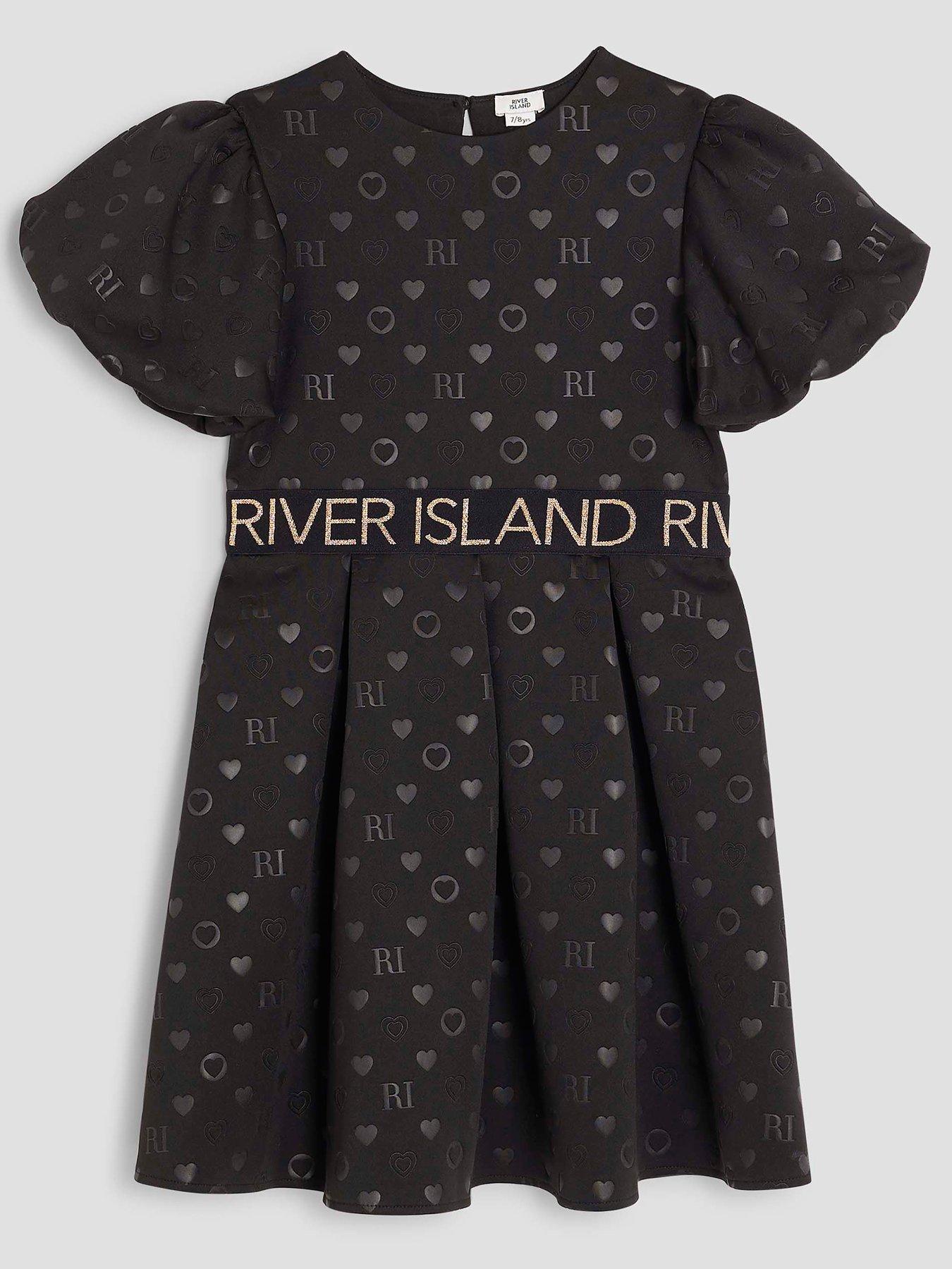 undefined Older Girls Embossed Scuba Dress - Black