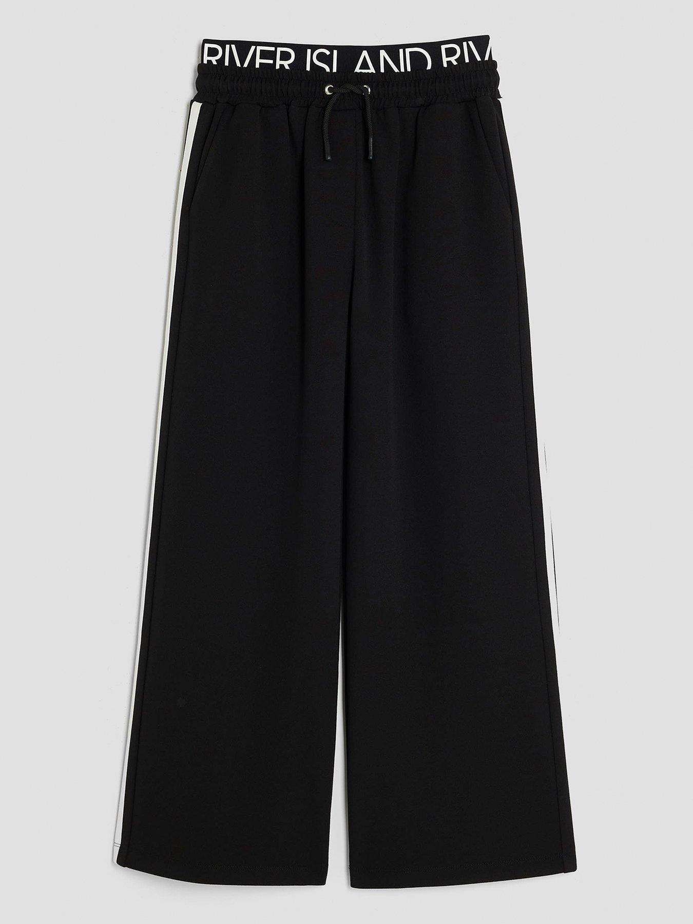 River Island Older Girls Waistband Wide Leg Trousers - Black