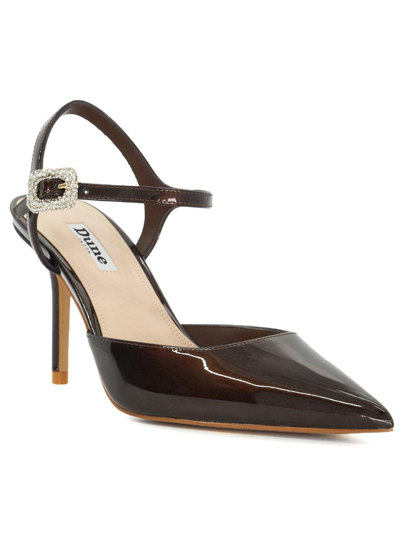  image of dune-london-channel-buckle-detail-heeled-courts-brown