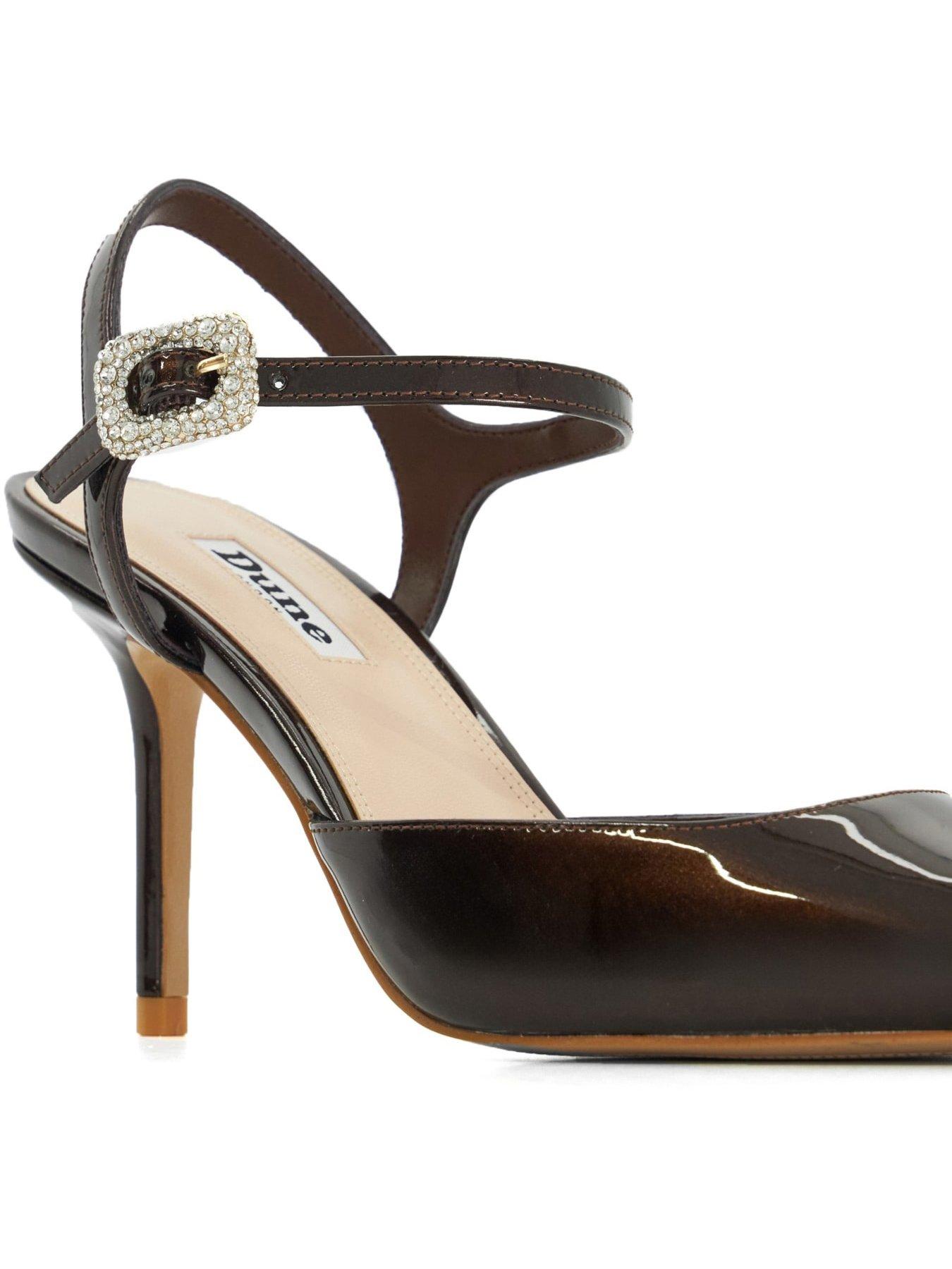  image of dune-london-channel-buckle-detail-heeled-courts-brown