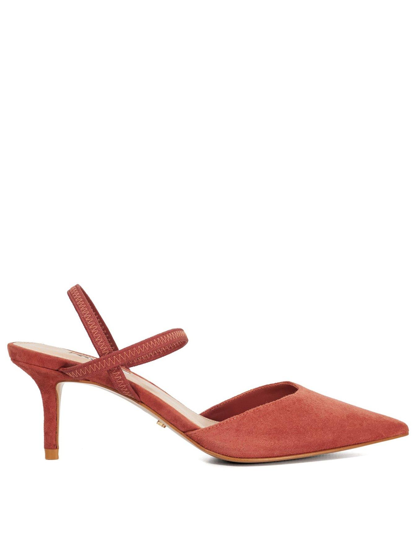 Image 1 of 5 of Dune London Classical Stiletto Heeled Suede Courts - Coral
