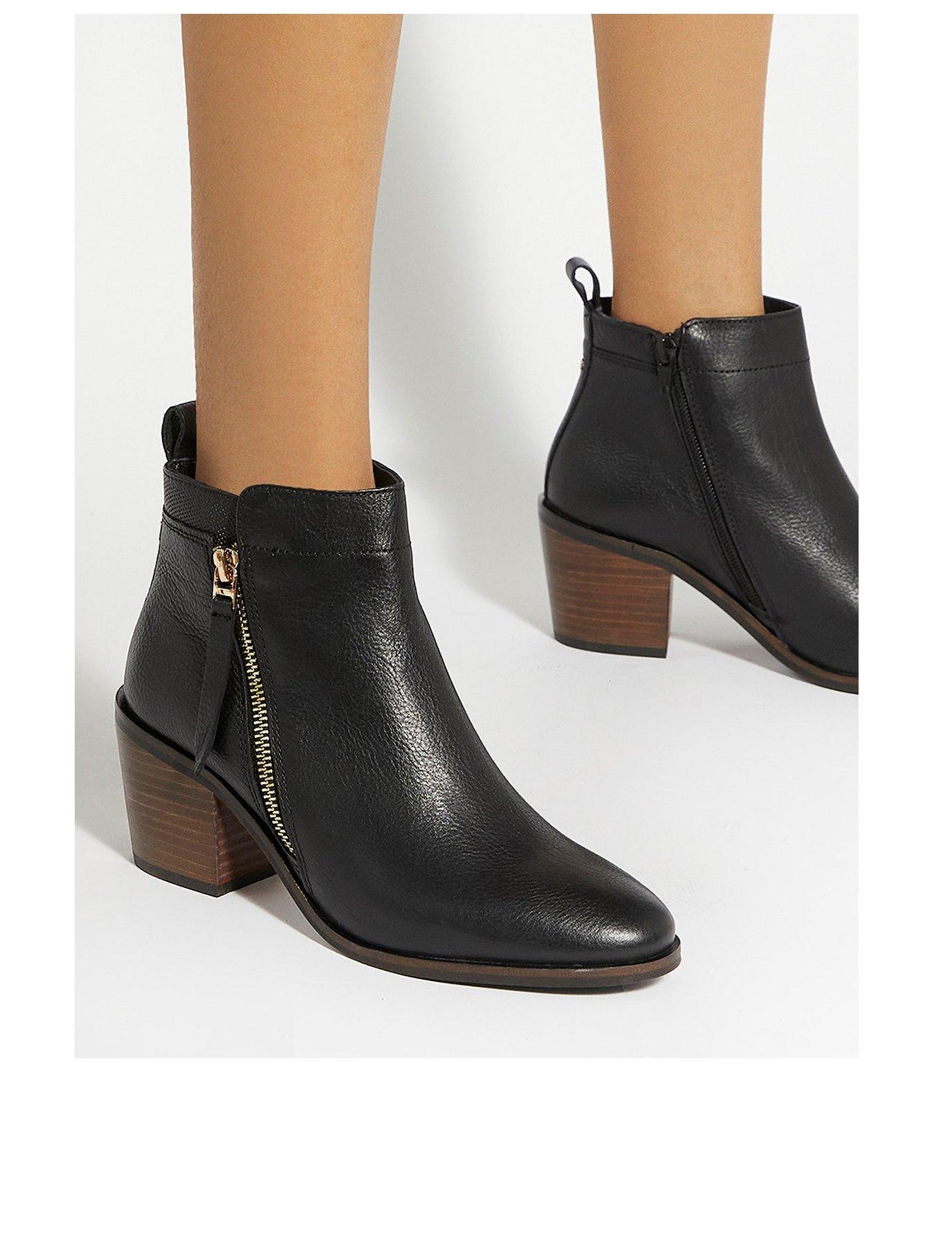 Image 2 of 6 of Dune London Paicing Leather Side Zip Ankle Boots - Black