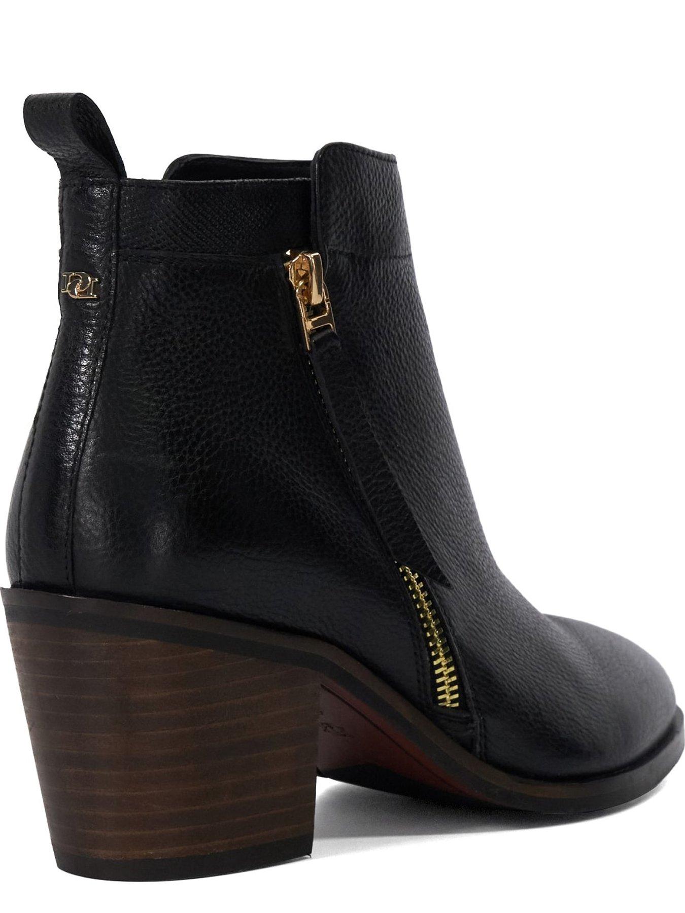 Image 4 of 6 of Dune London Paicing Leather Side Zip Ankle Boots - Black