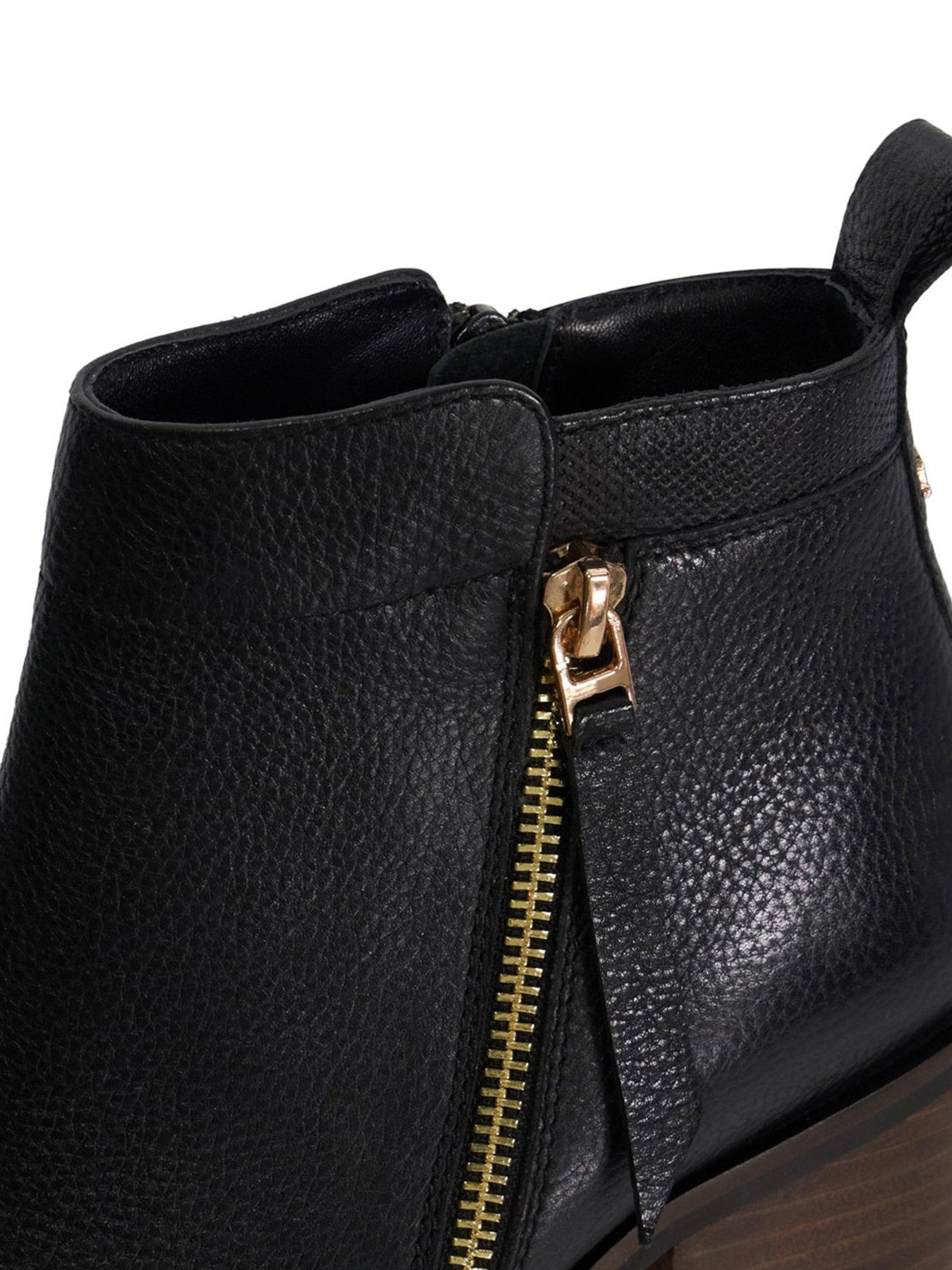 Image 6 of 6 of Dune London Paicing Leather Side Zip Ankle Boots - Black