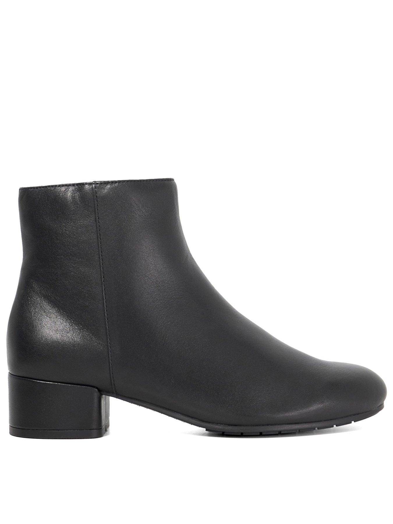 Dune London Pippie Leather Ankle Boots - Black