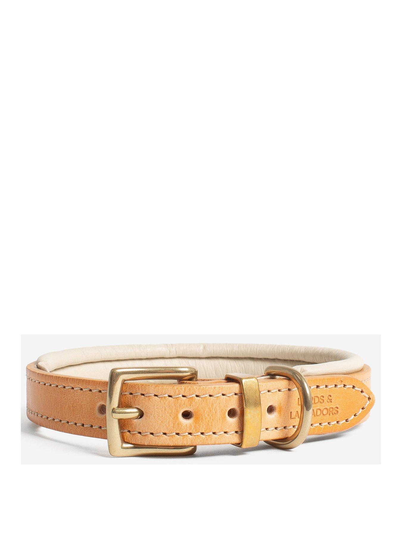 Image 2 of 4 of Lords and Labradors Italian Leather Collar Tan &amp; Cream