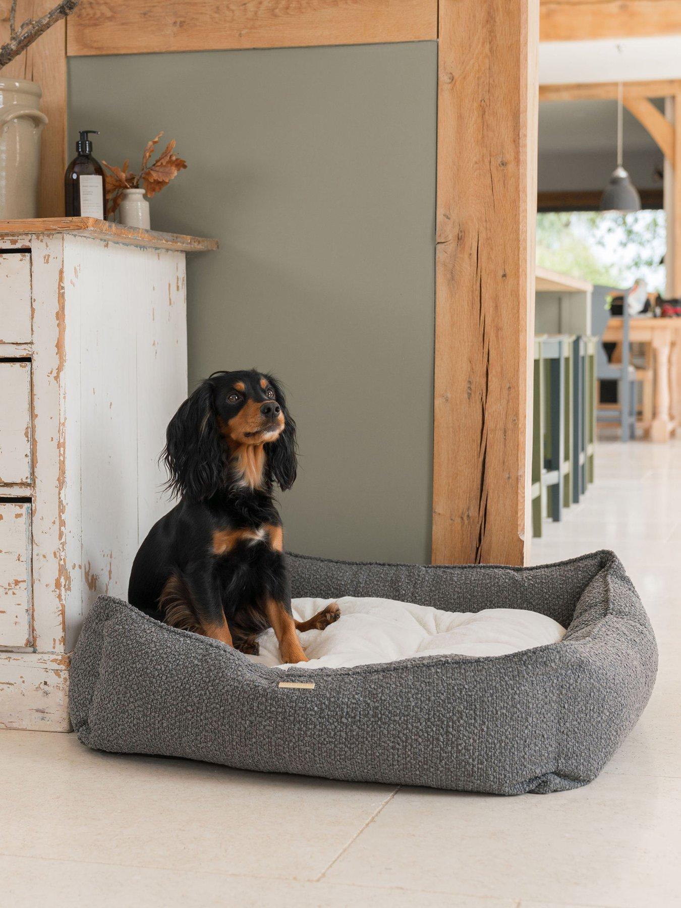 Image 1 of 4 of Lords and Labradors Boucle Box Bed For Dogs Granite
