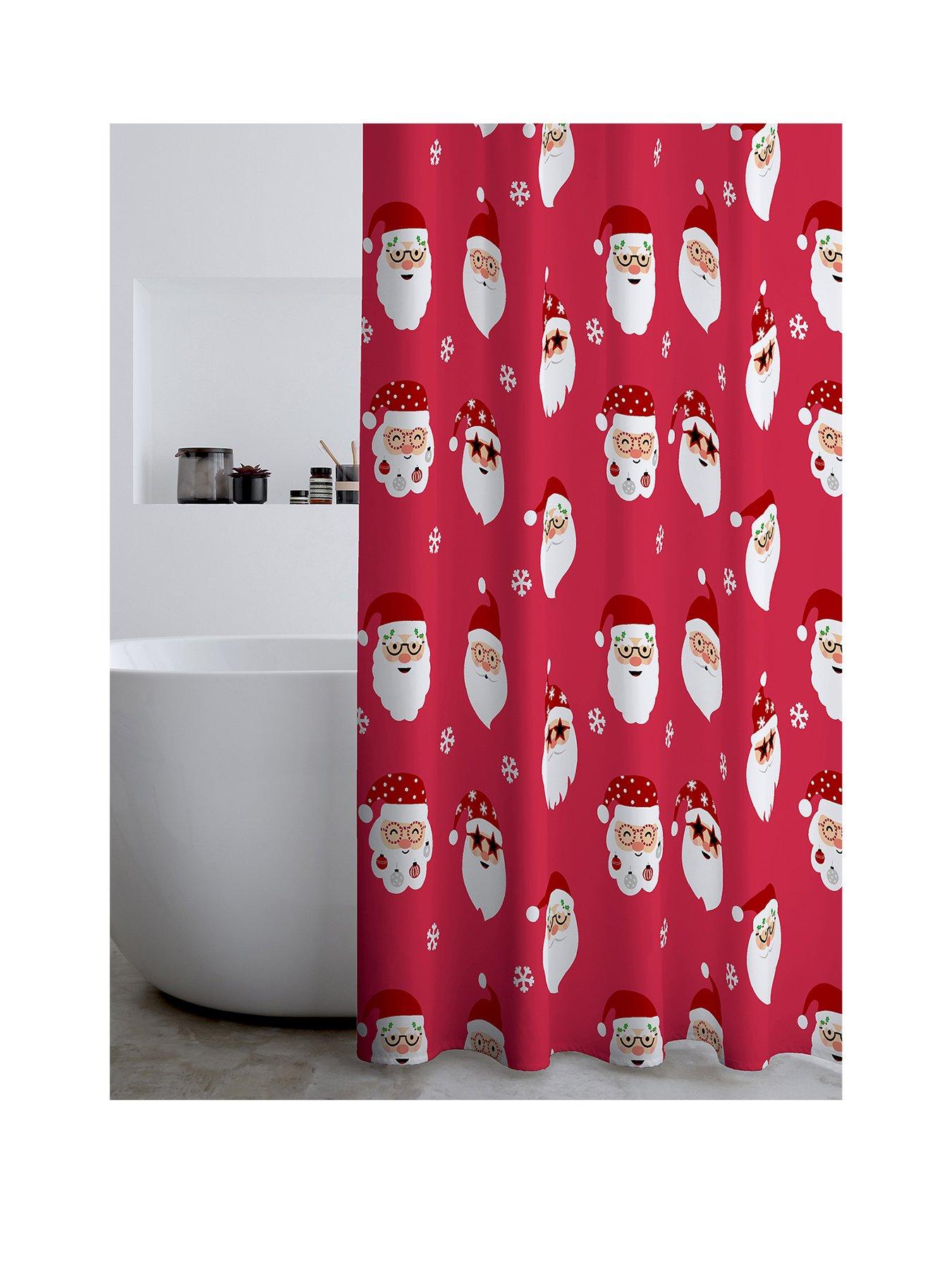  image of catherine-lansfield-christmas-santa-spec-tacular-shower-curtain
