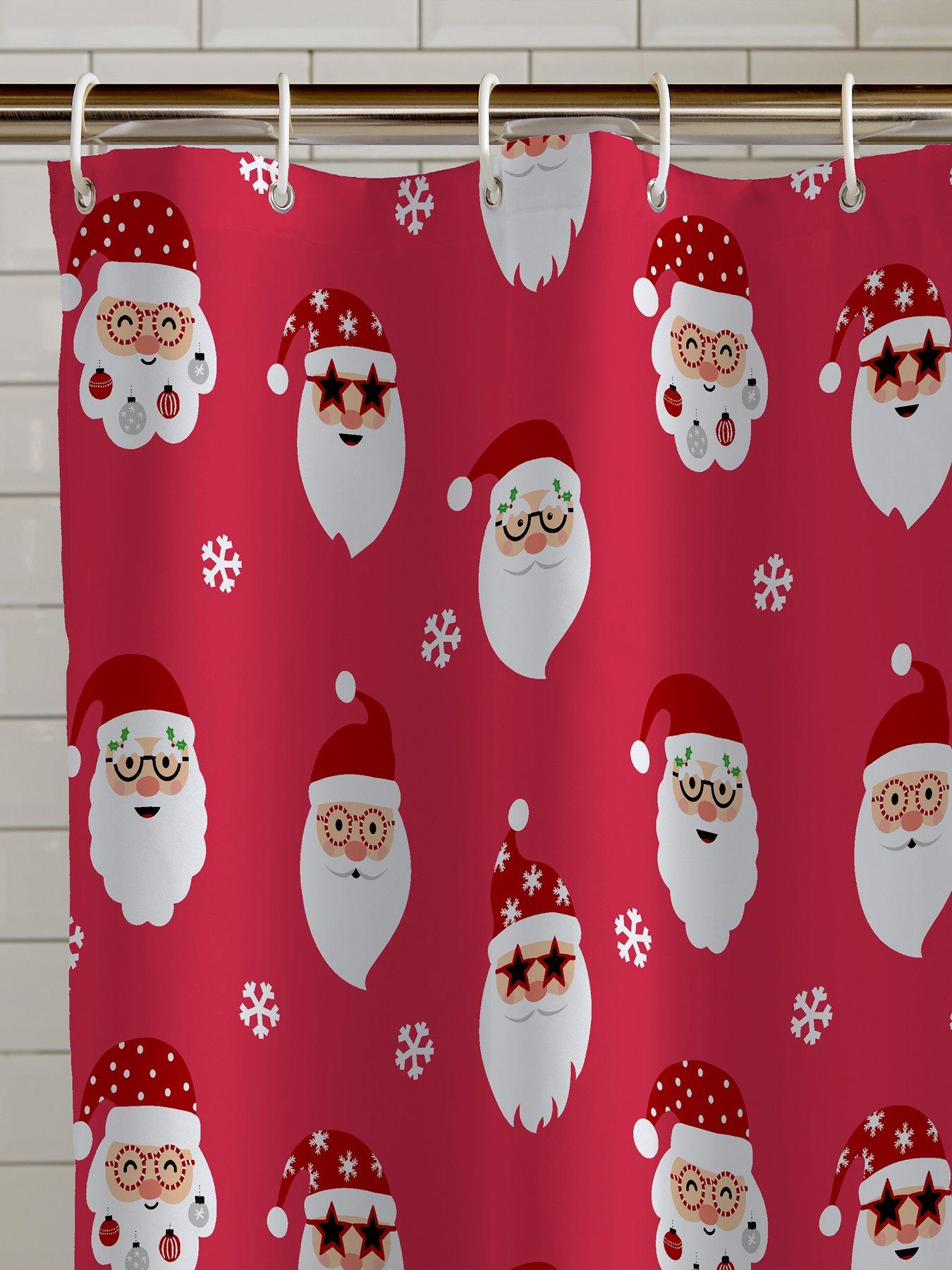  image of catherine-lansfield-christmas-santa-spec-tacular-shower-curtain