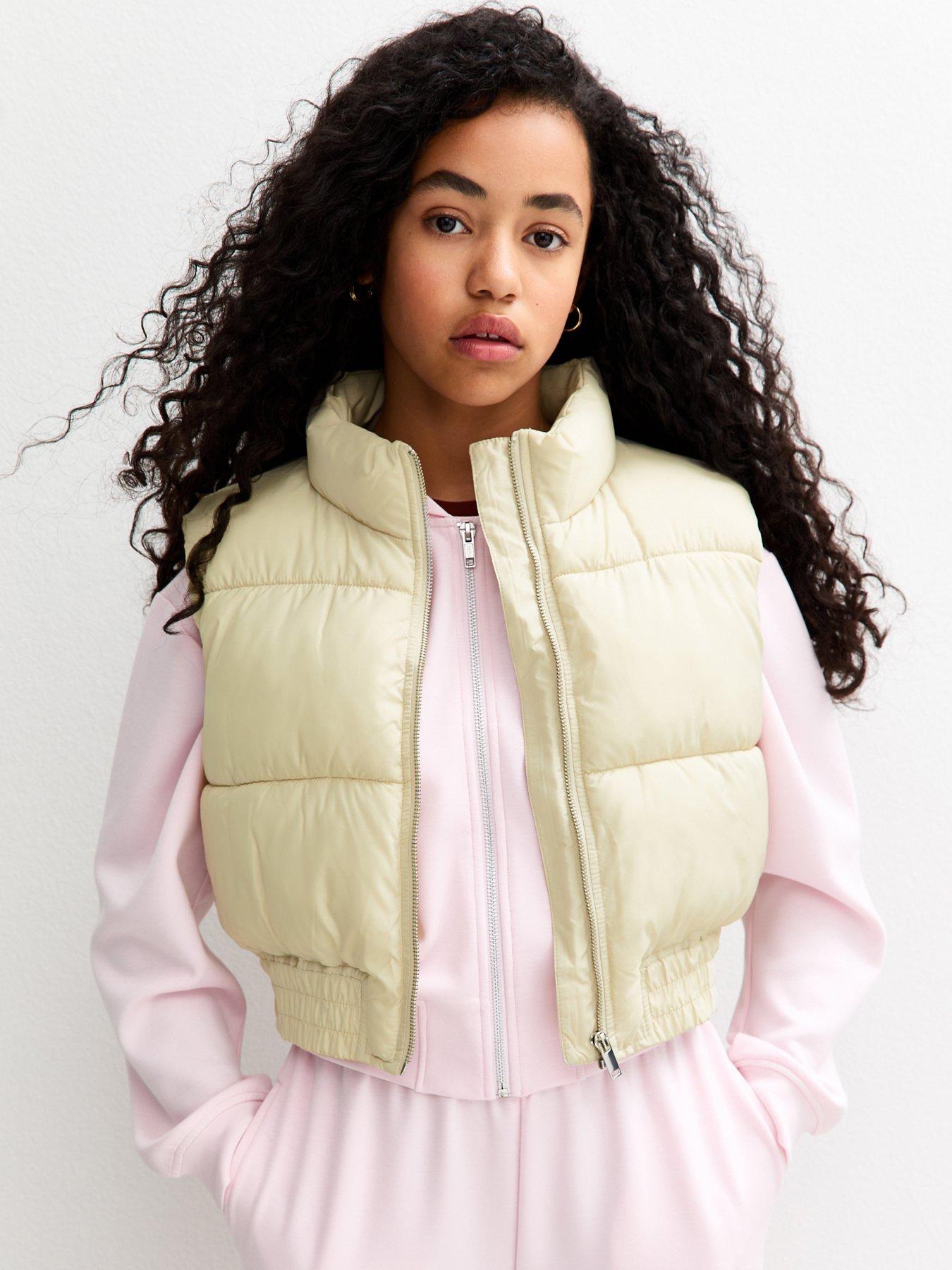 front image of new-look-915-girls-cropped-gilet-light-cream