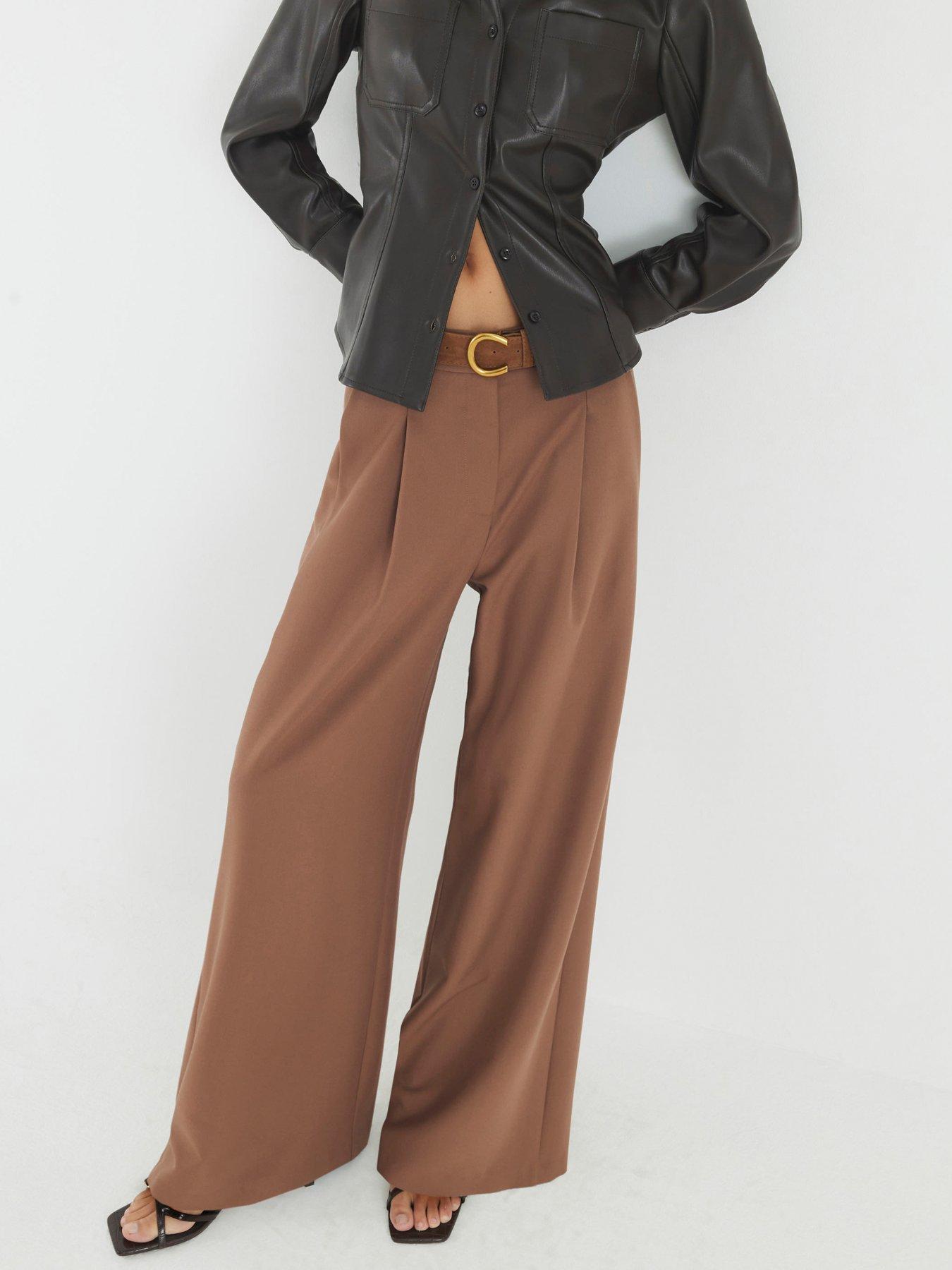undefined Easy Belted Wide Leg - Brown