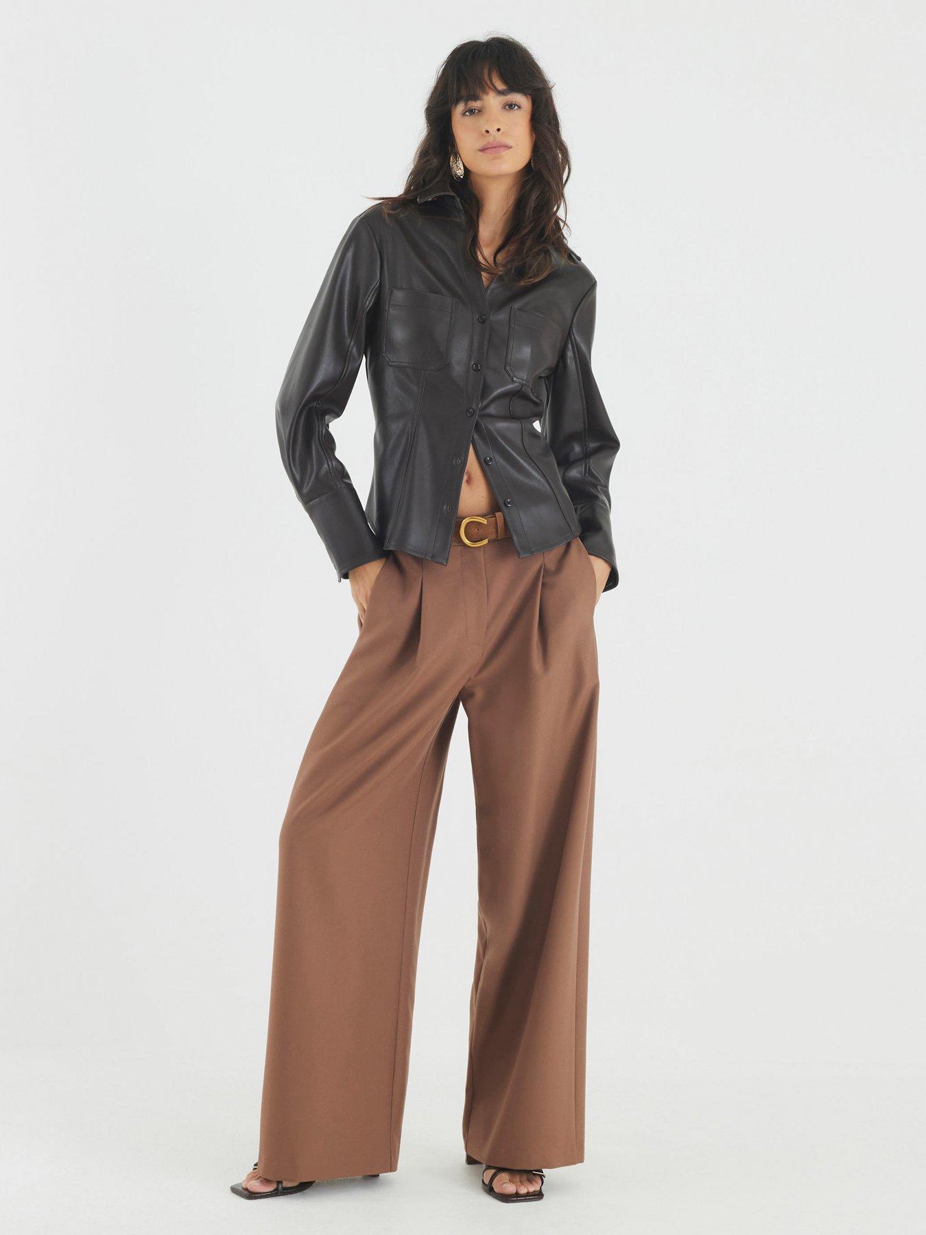 Image 2 of 4 of River Island Easy Belted Wide Leg - Brown