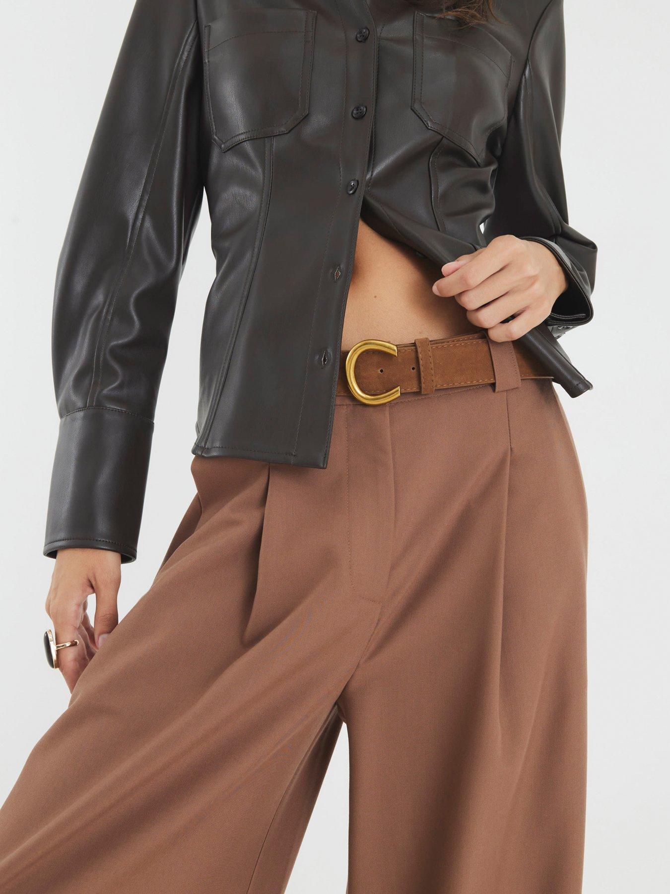Image 4 of 4 of River Island Easy Belted Wide Leg - Brown