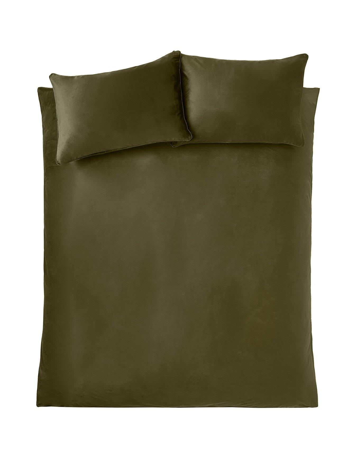 Image 2 of 5 of Catherine Lansfield Kingsley Matt Velvet Duvet Set - Olive