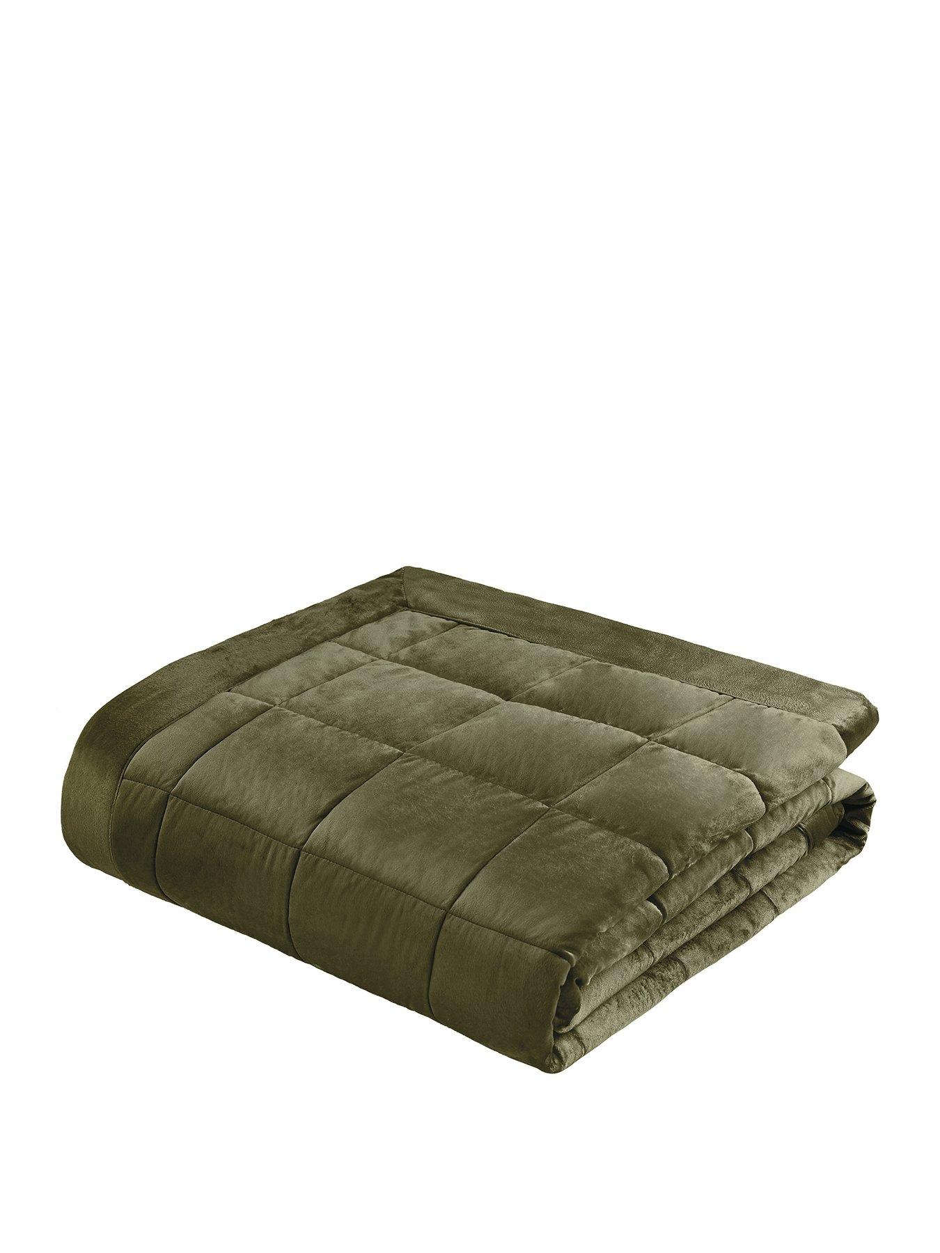 Image 2 of 4 of Catherine Lansfield Kingsley Matt Velvet Bedspread - Olive