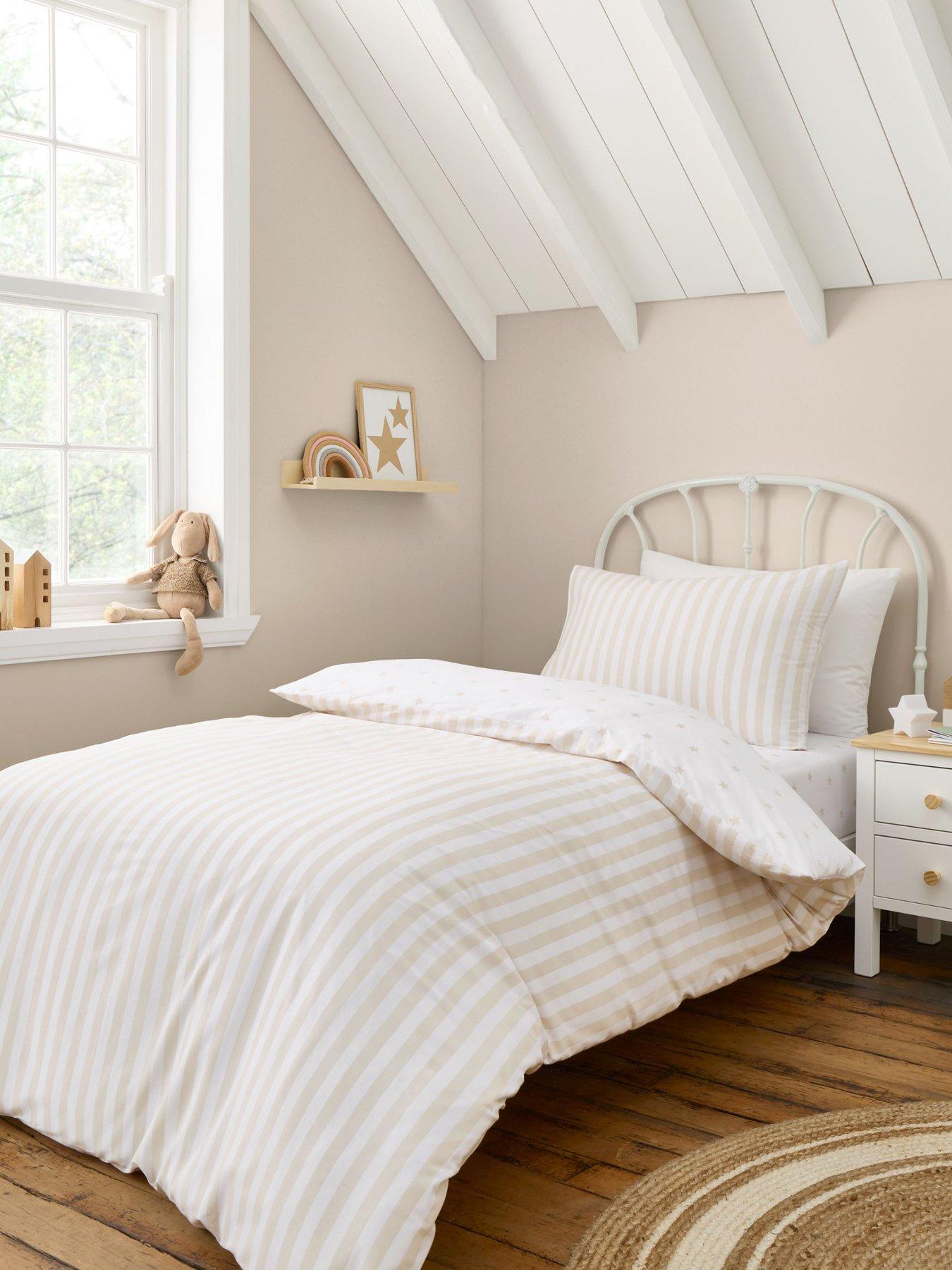  image of bianca-mini-star-amp-stripes-100-cotton-duvet-setnbsp-nbspnatural