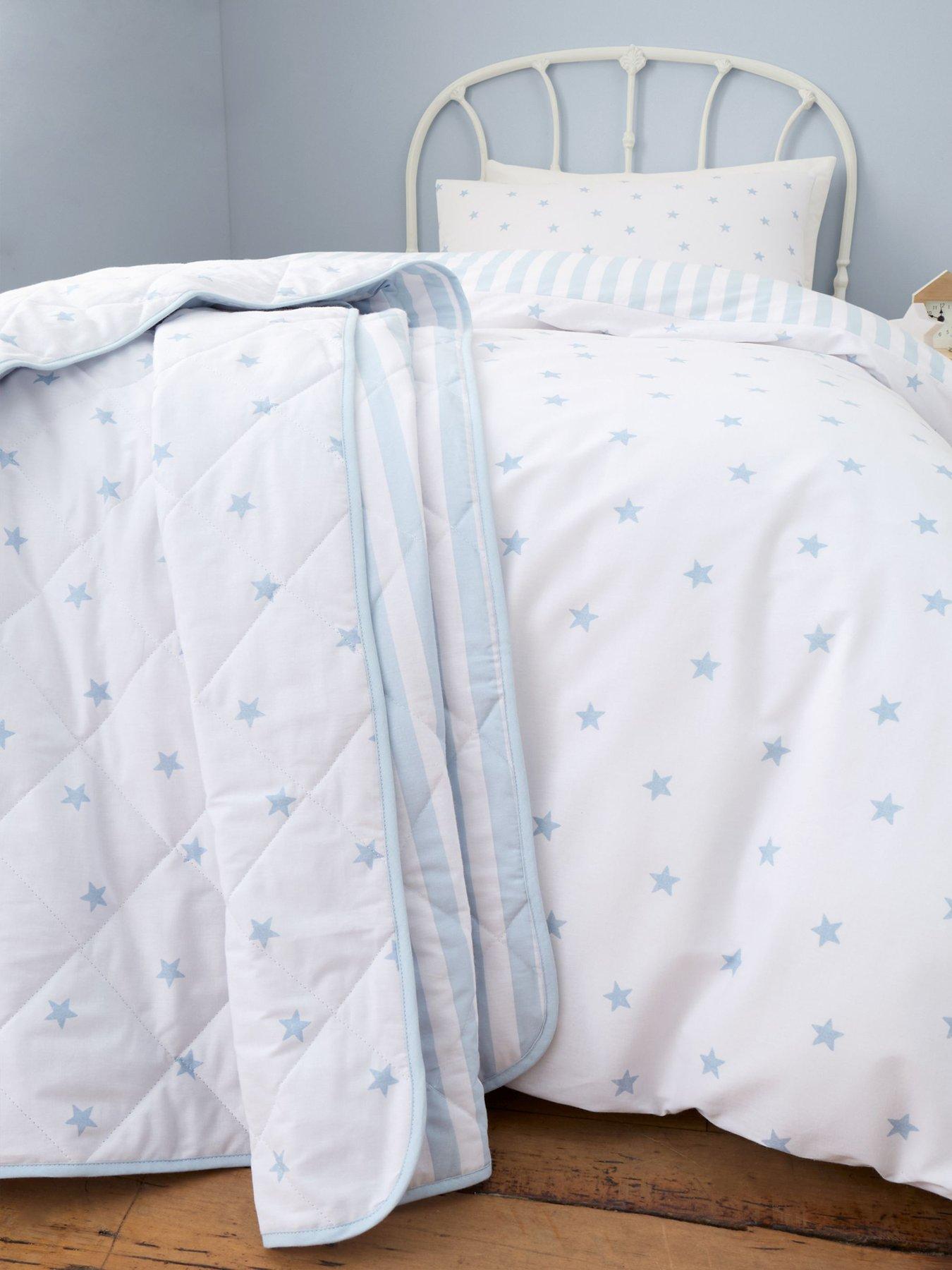 Image 3 of 4 of Bianca Mini Star &amp; Stripes 100% Cotton Bedspread- 200x200cm Blue