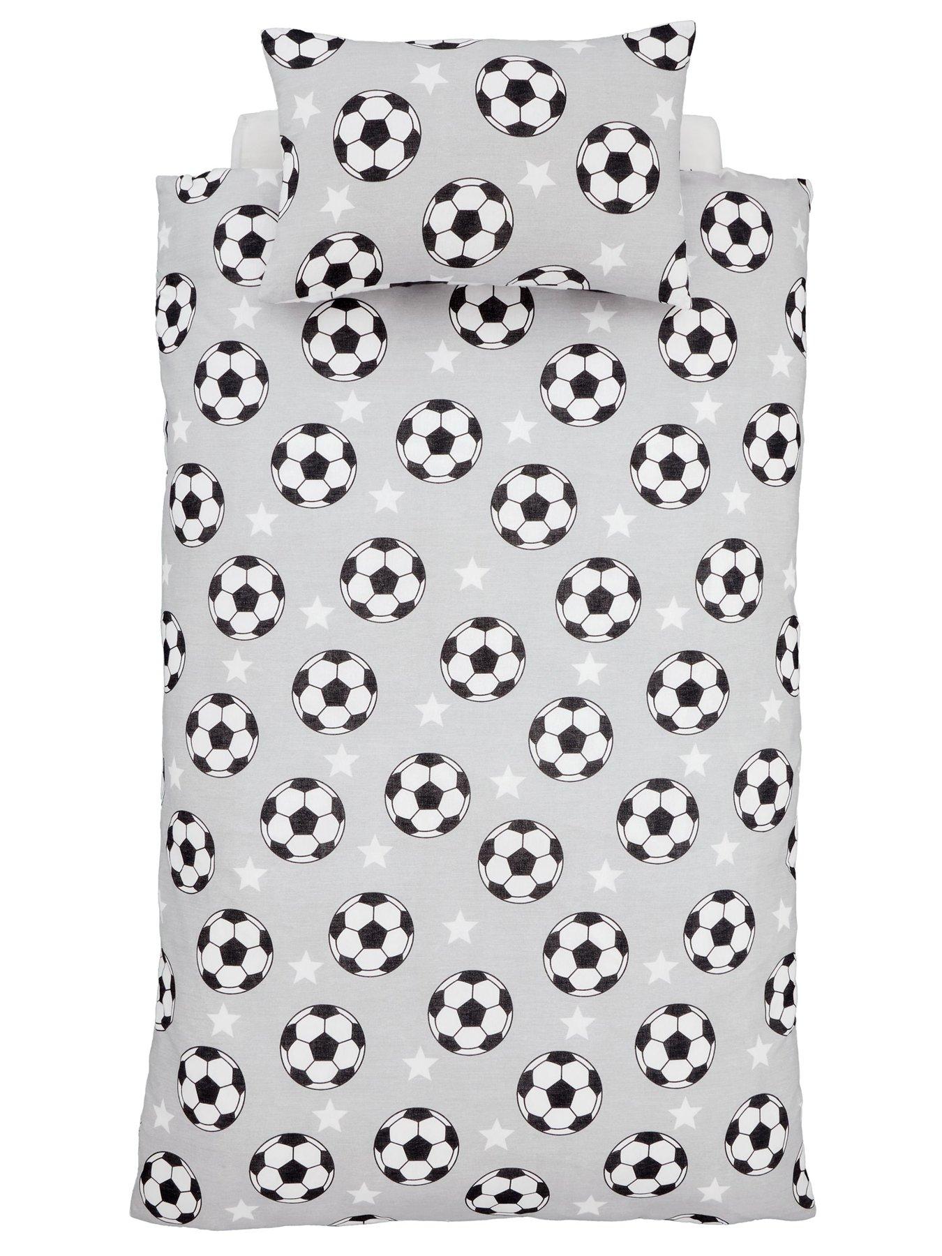  image of catherine-lansfield-brushed-cotton-football-stars-reversible-duvet-set-grey